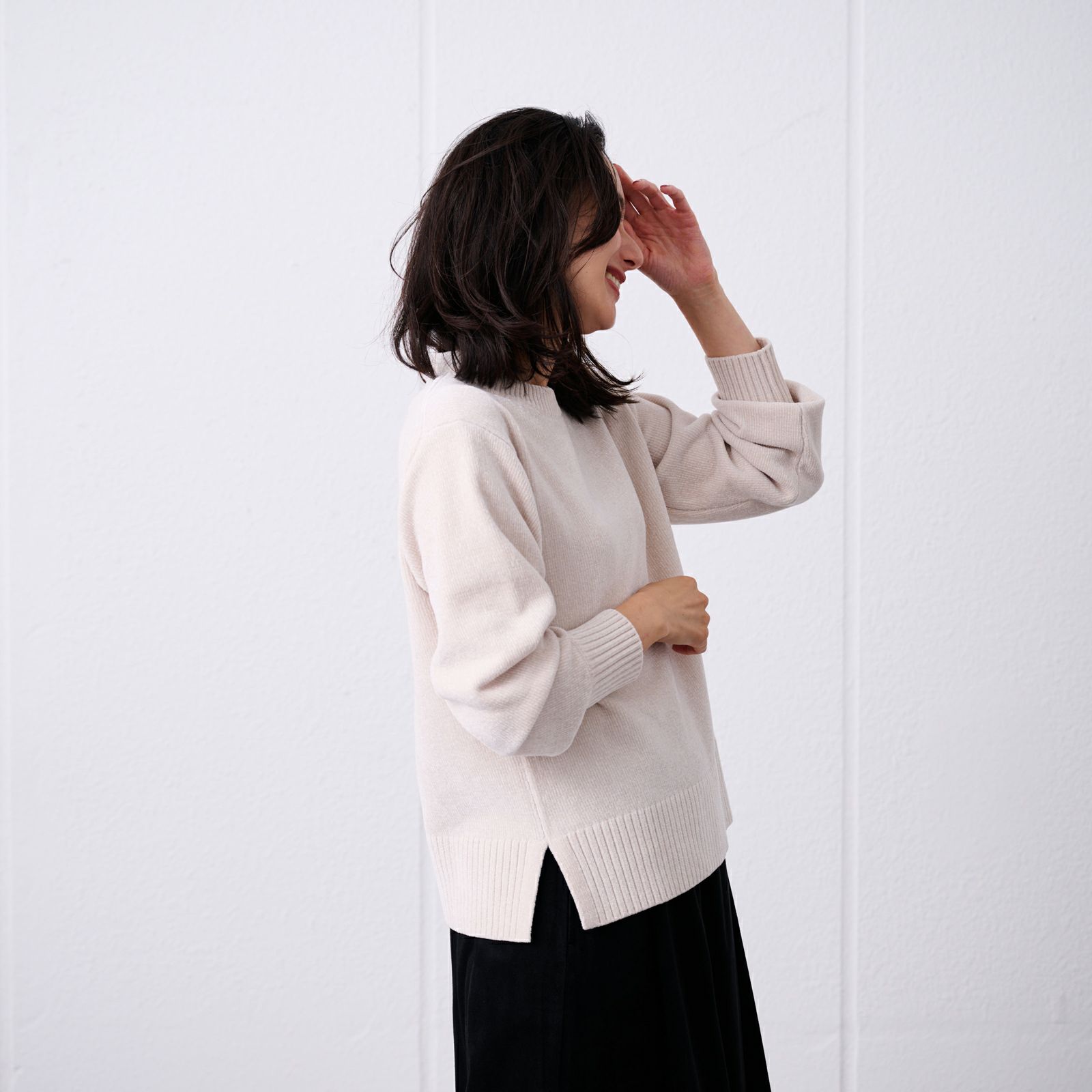 洗える　モールクルーネックプルオーバー