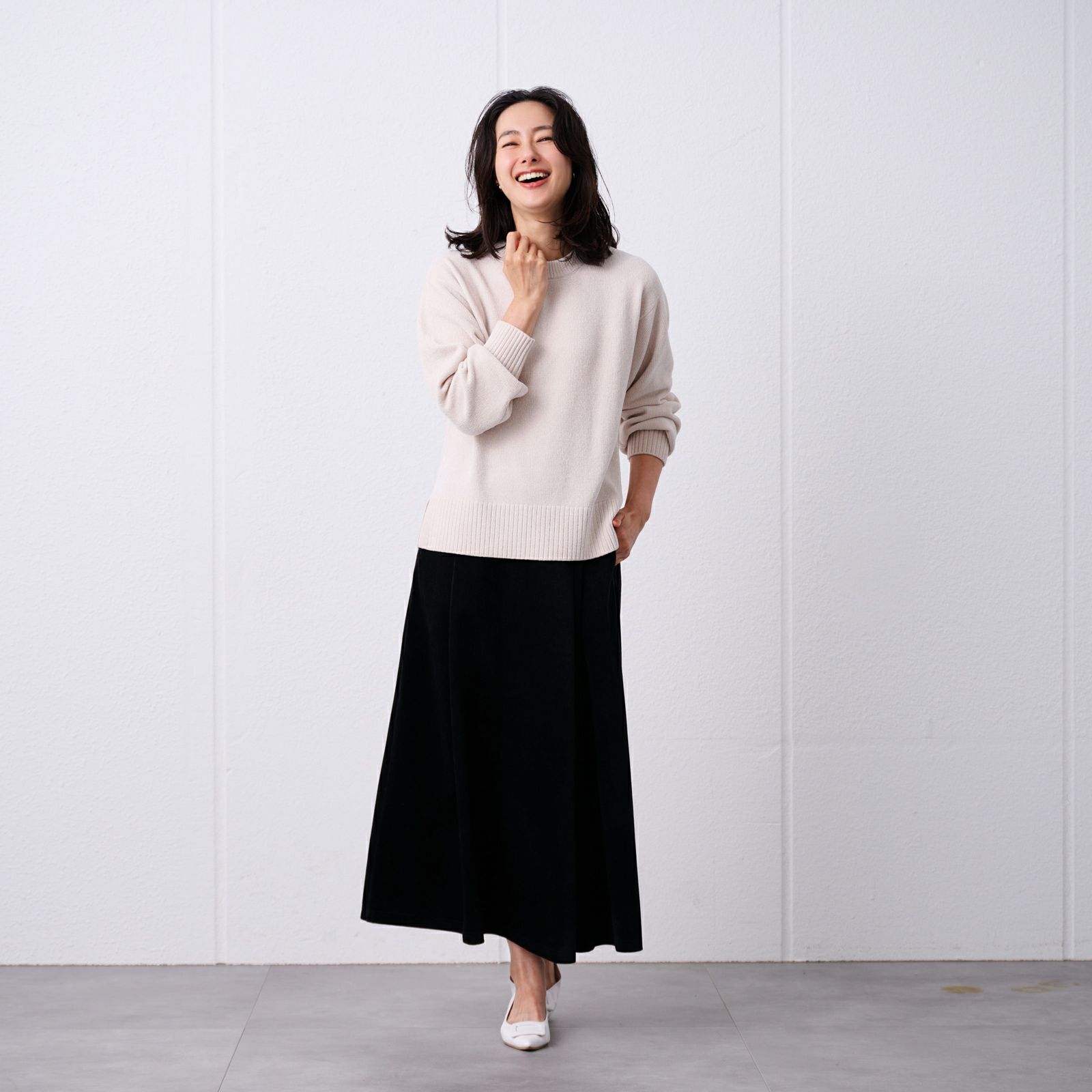 洗える　モールクルーネックプルオーバー