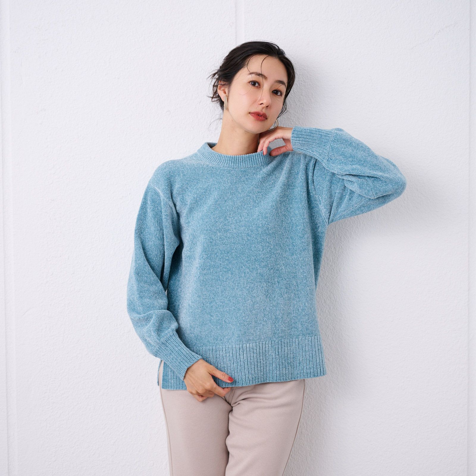 洗える　モールクルーネックプルオーバー