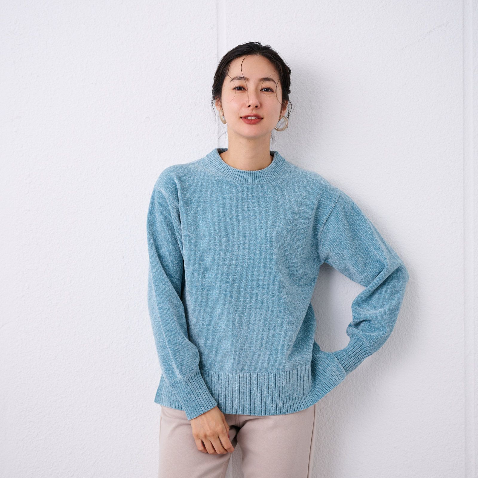 洗える　モールクルーネックプルオーバー