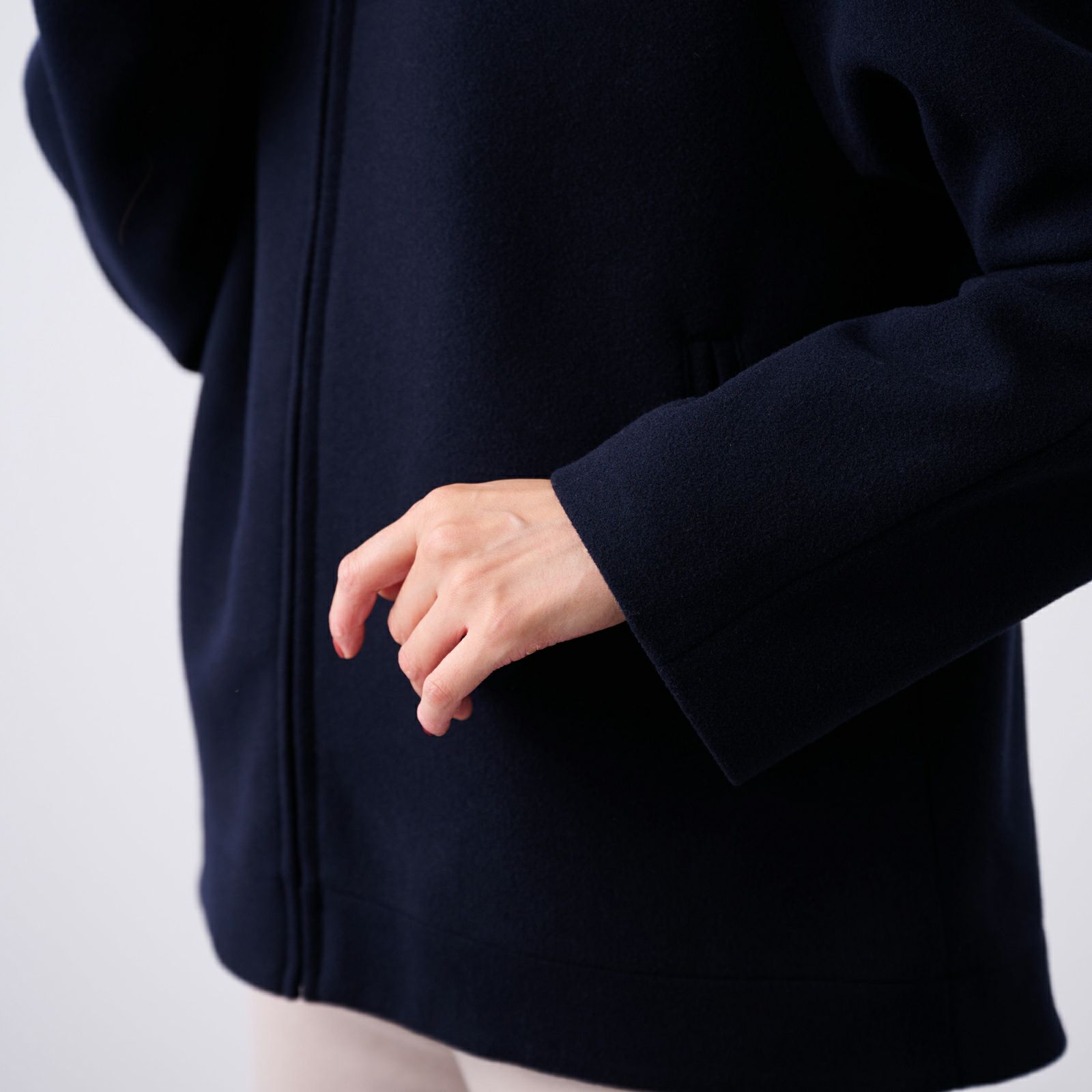 ウールライク　ショートフーデッドコート