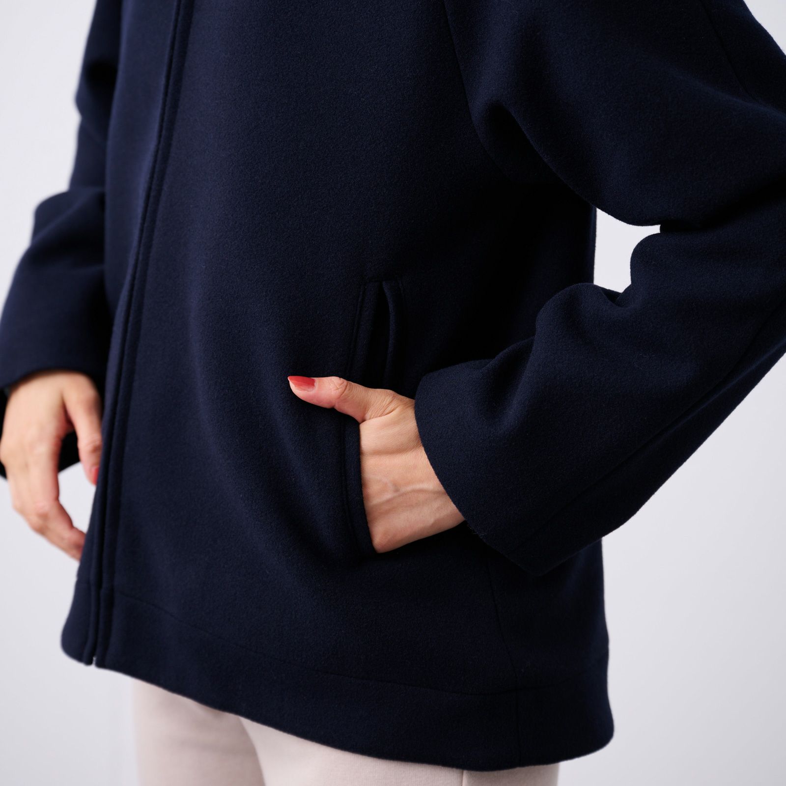 ウールライク　ショートフーデッドコート