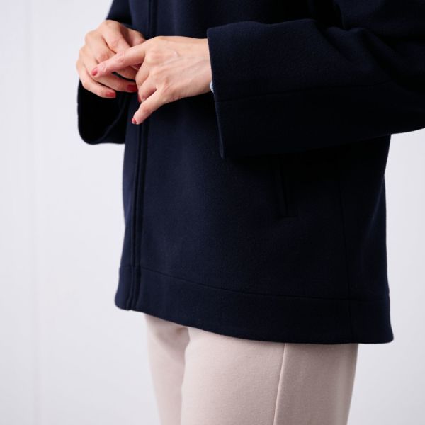 ウールライク　ショートフーデッドコート