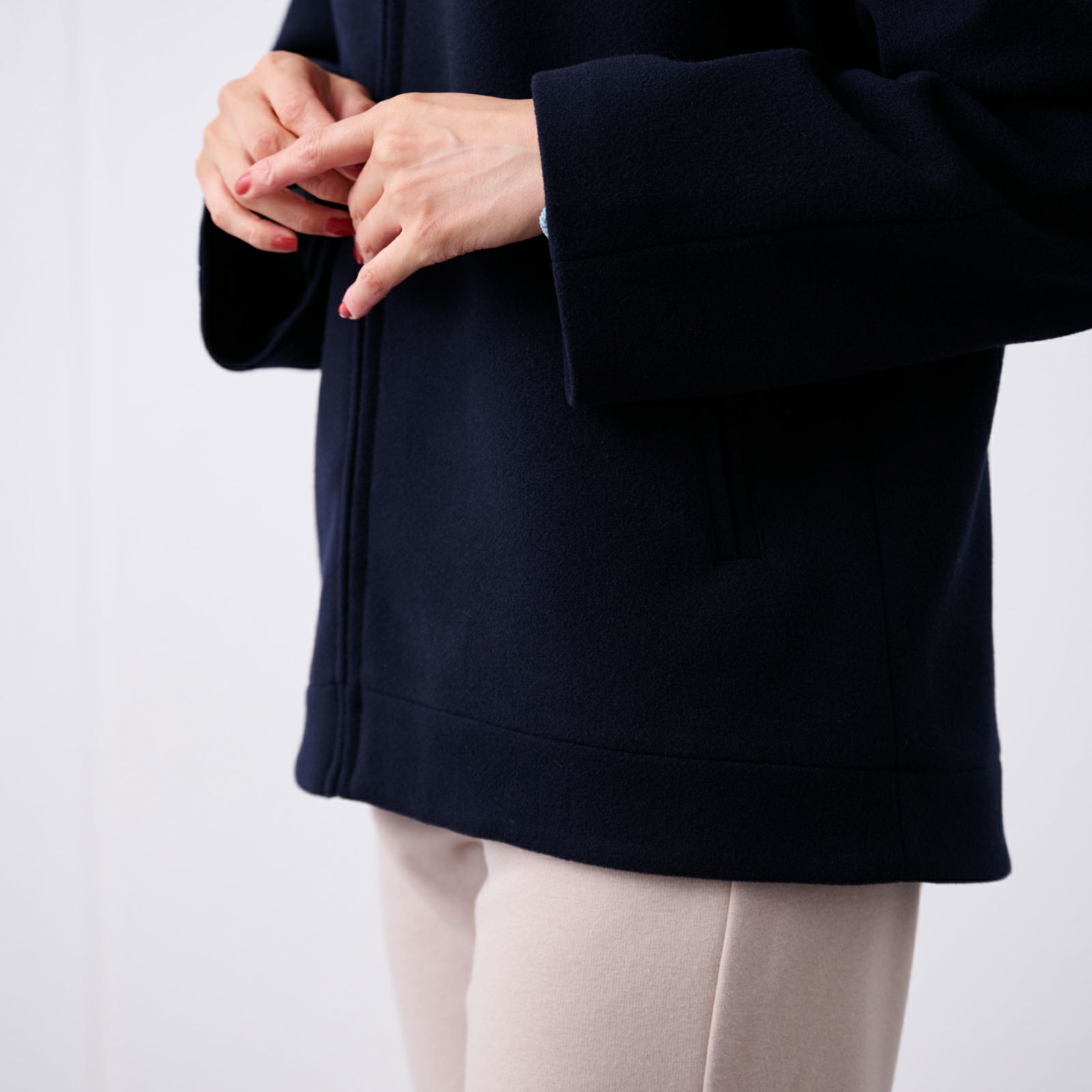 ウールライク　ショートフーデッドコート