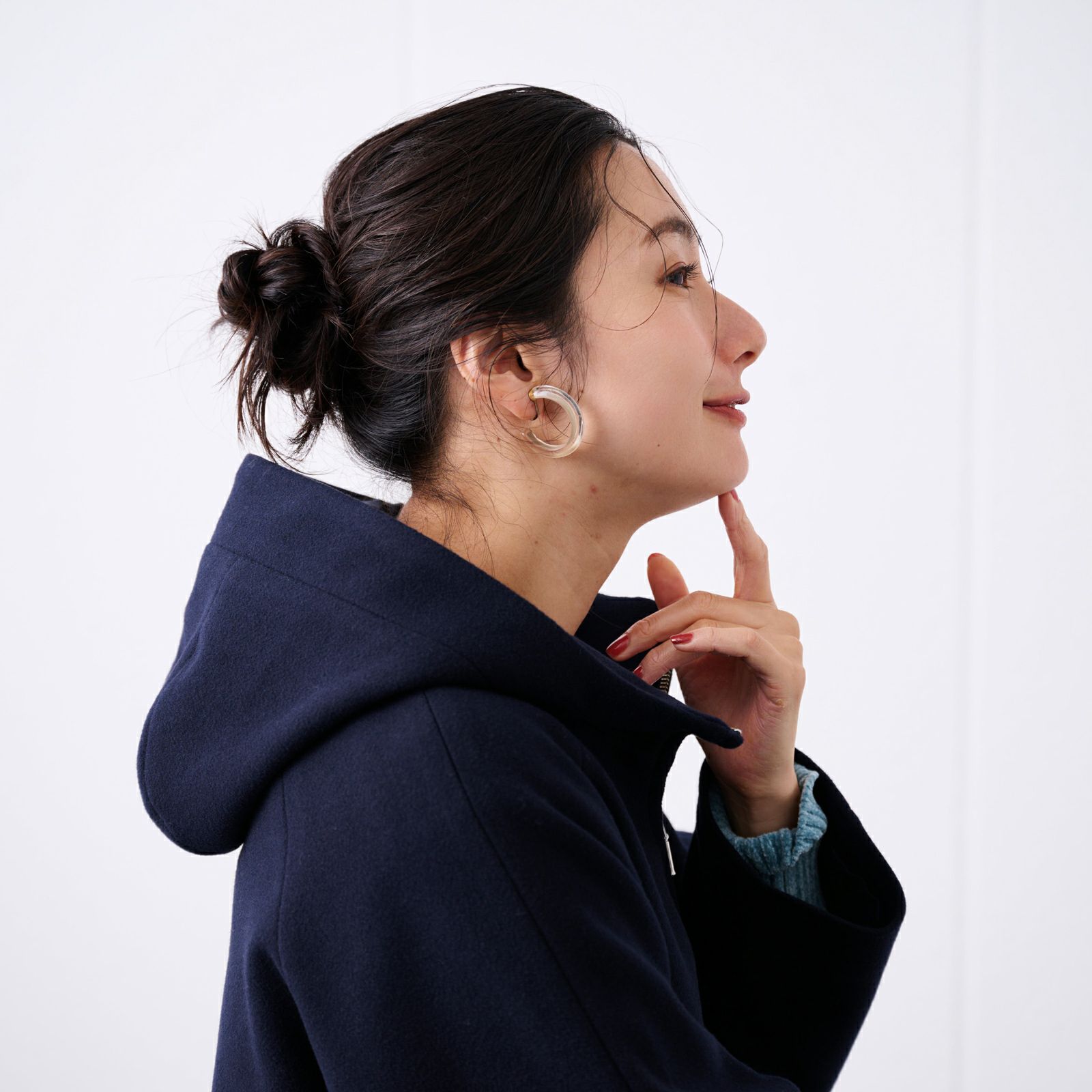 ウールライク　ショートフーデッドコート