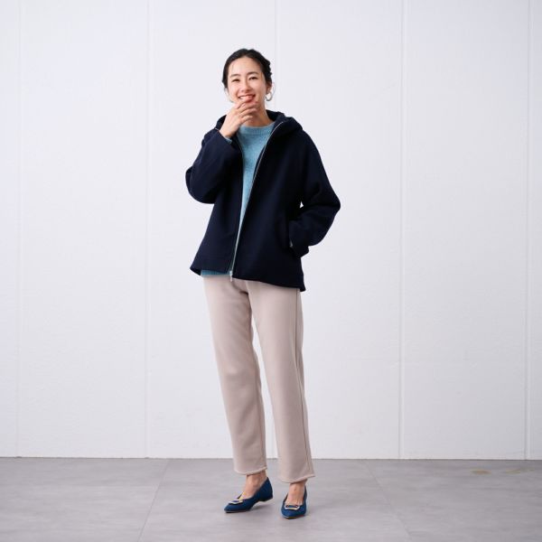 ウールライク　ショートフーデッドコート