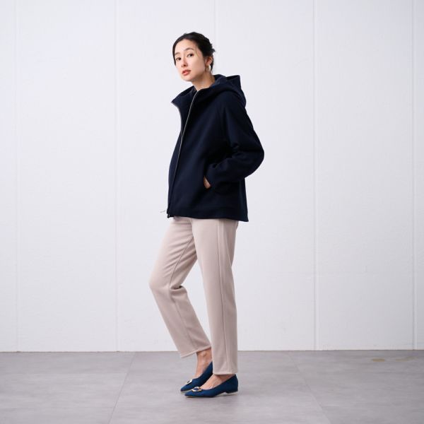 ウールライク　ショートフーデッドコート