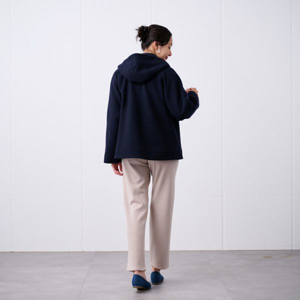 ウールライク　ショートフーデッドコート