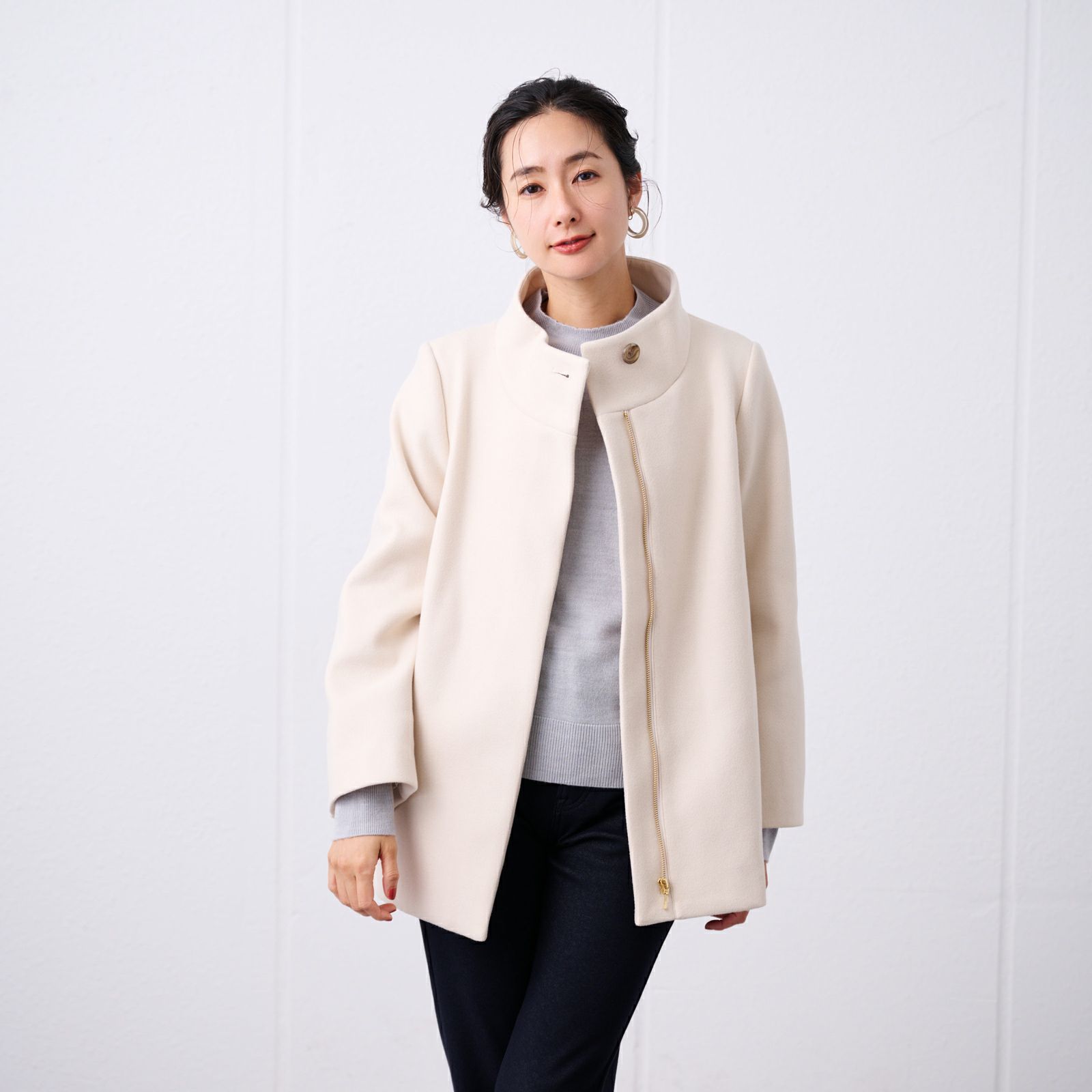 ウールライクミドルスタンドコート