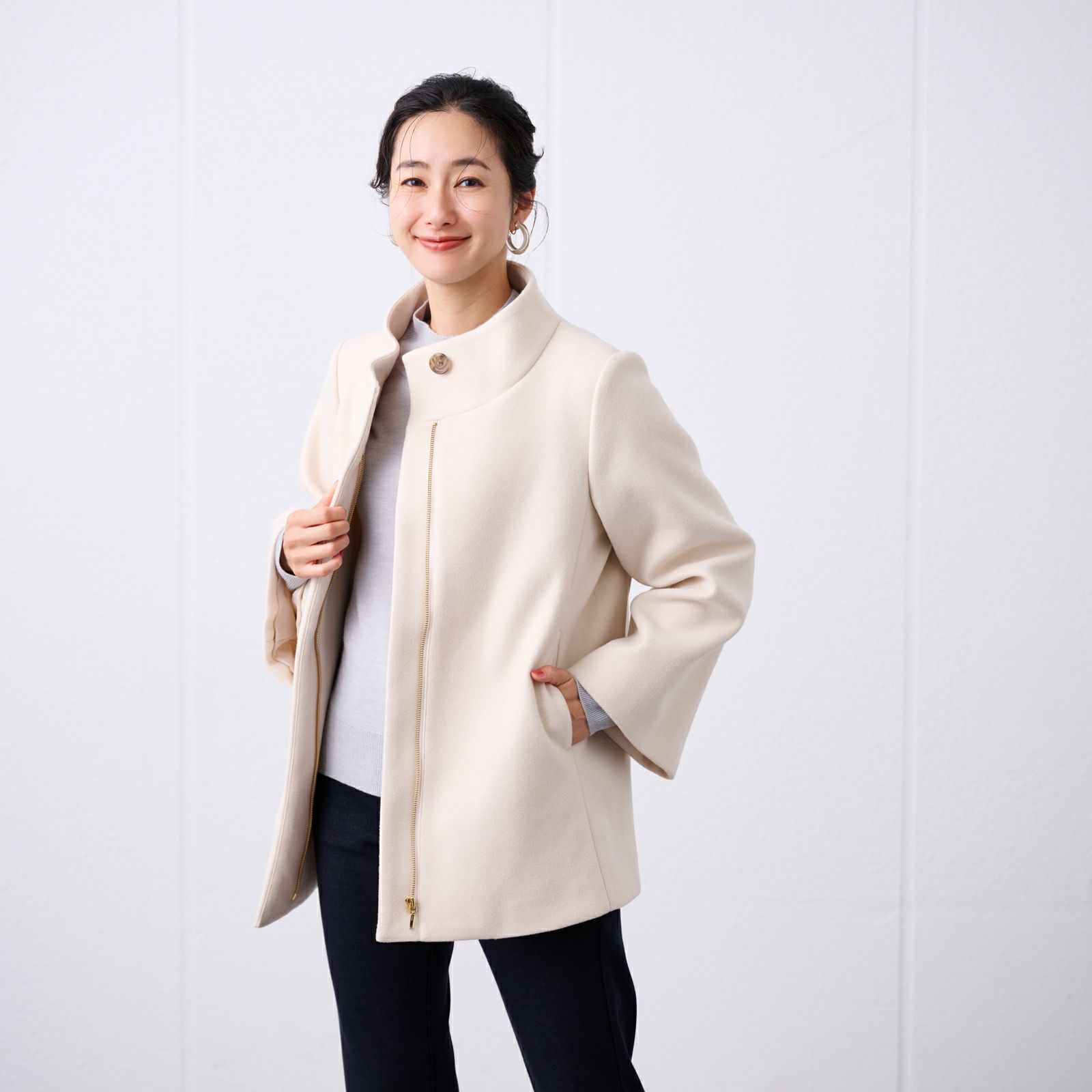 ウールライクミドルスタンドコート