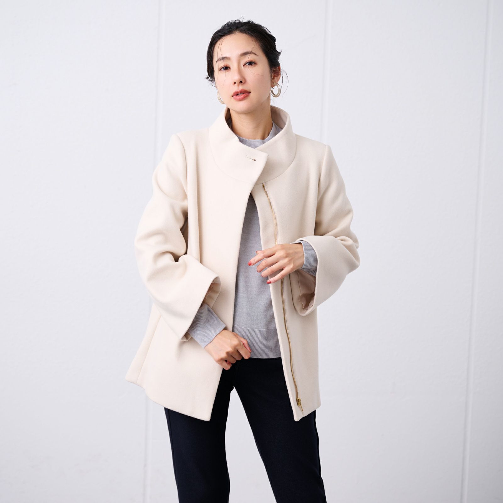 ウールライクミドルスタンドコート