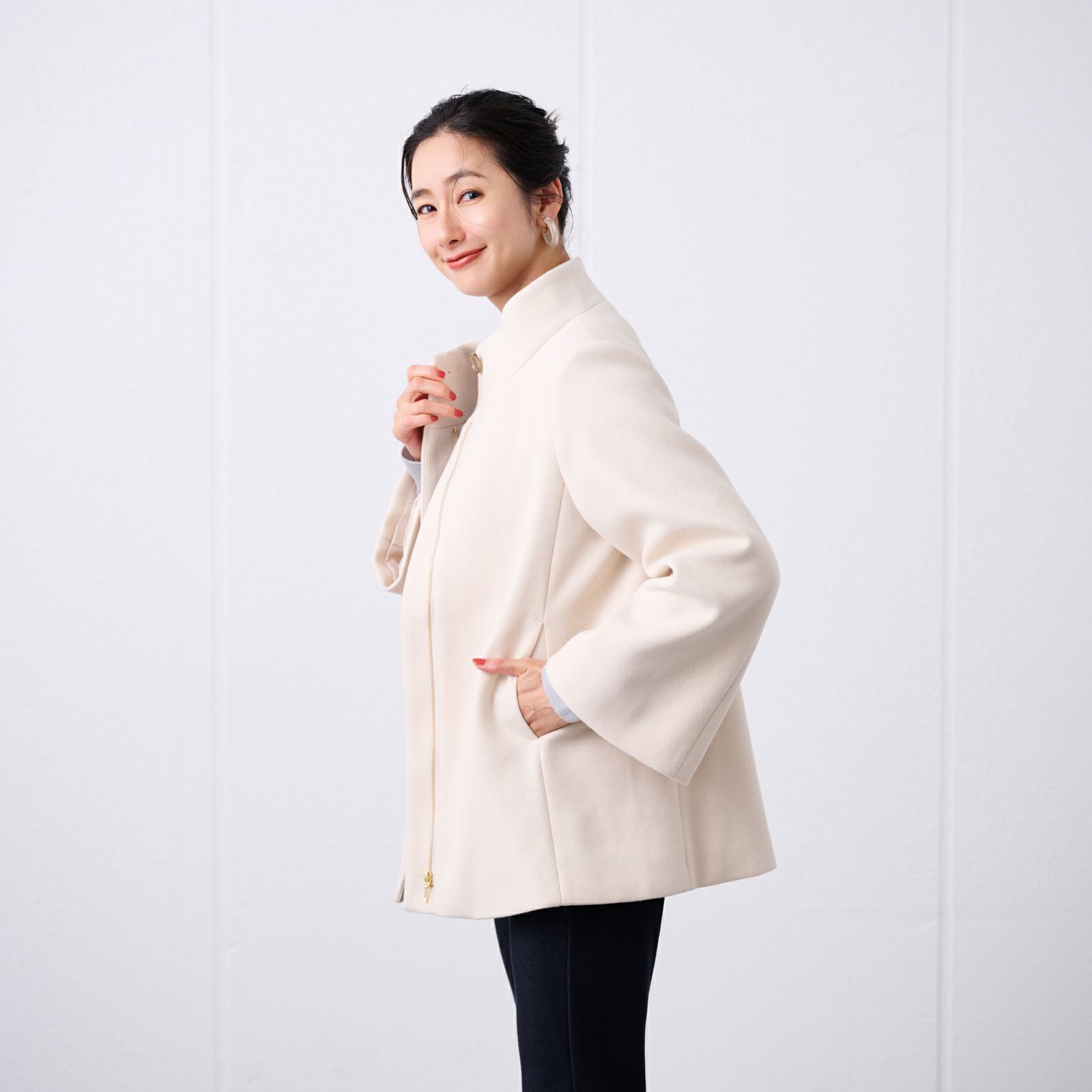 ウールライクミドルスタンドコート