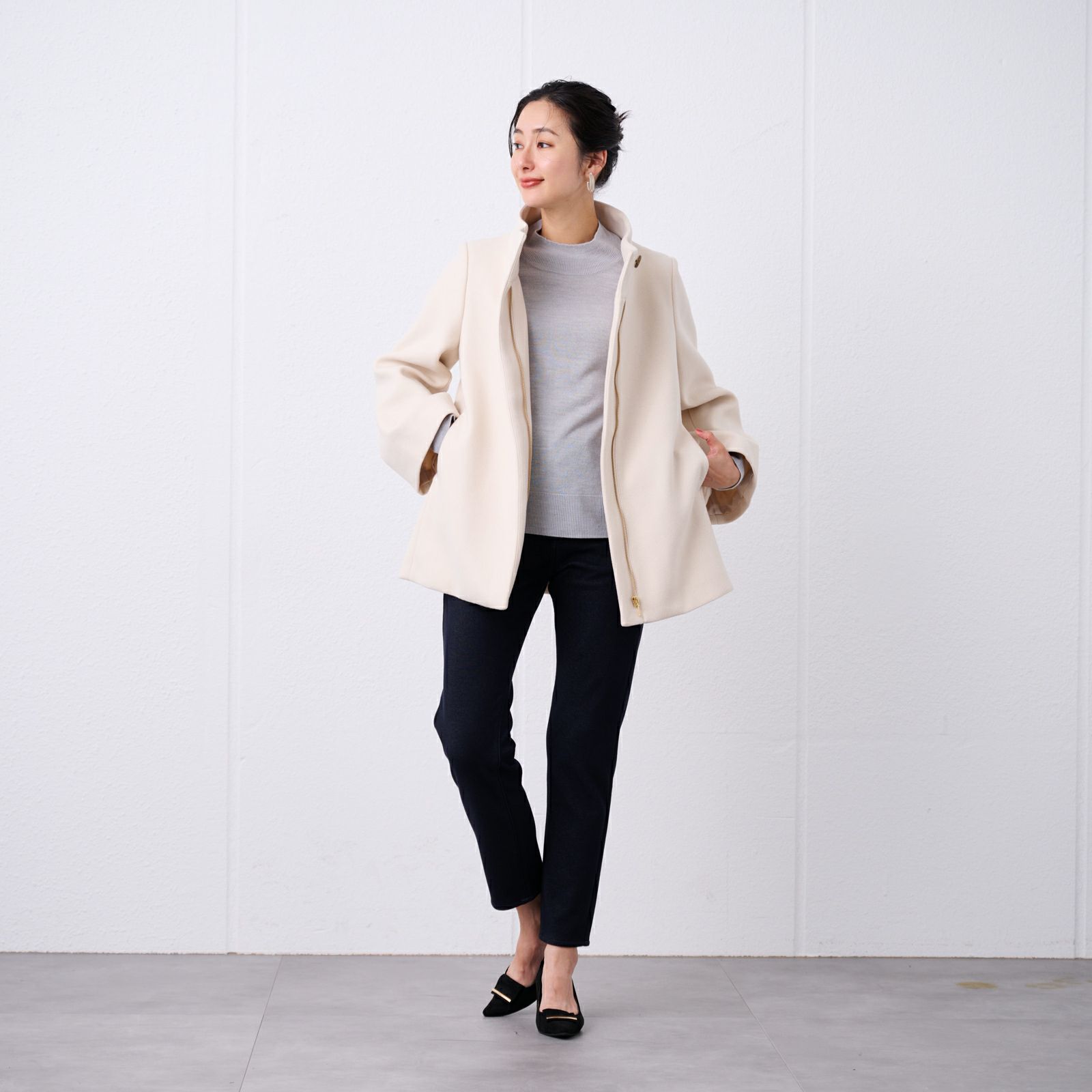 ウールライクミドルスタンドコート