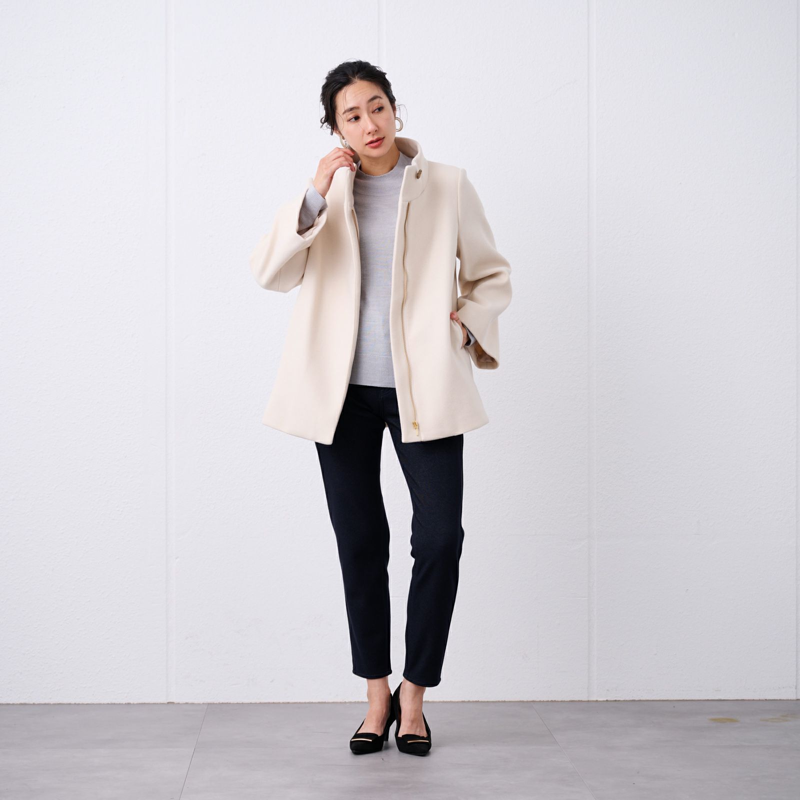 ウールライクミドルスタンドコート