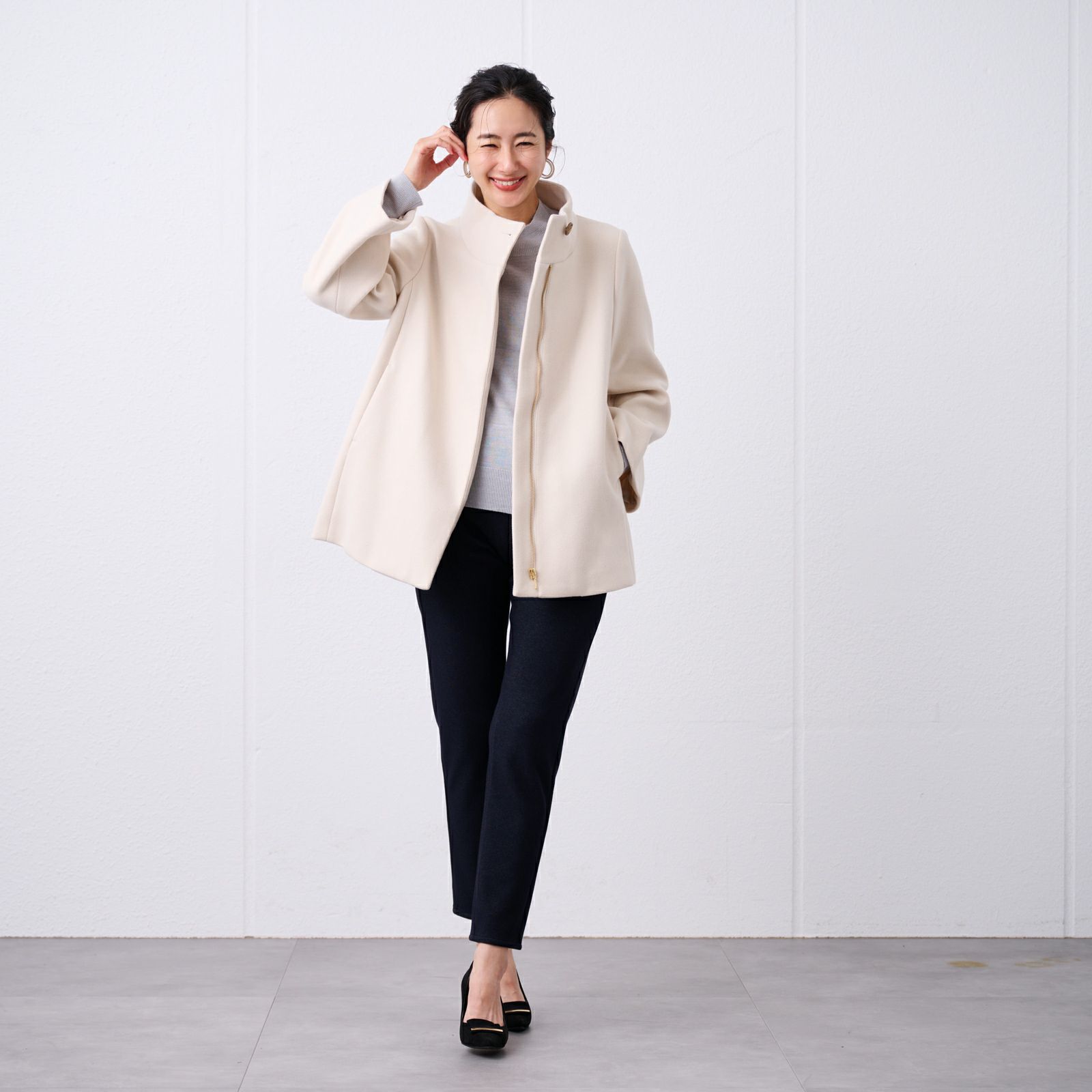 ウールライクミドルスタンドコート