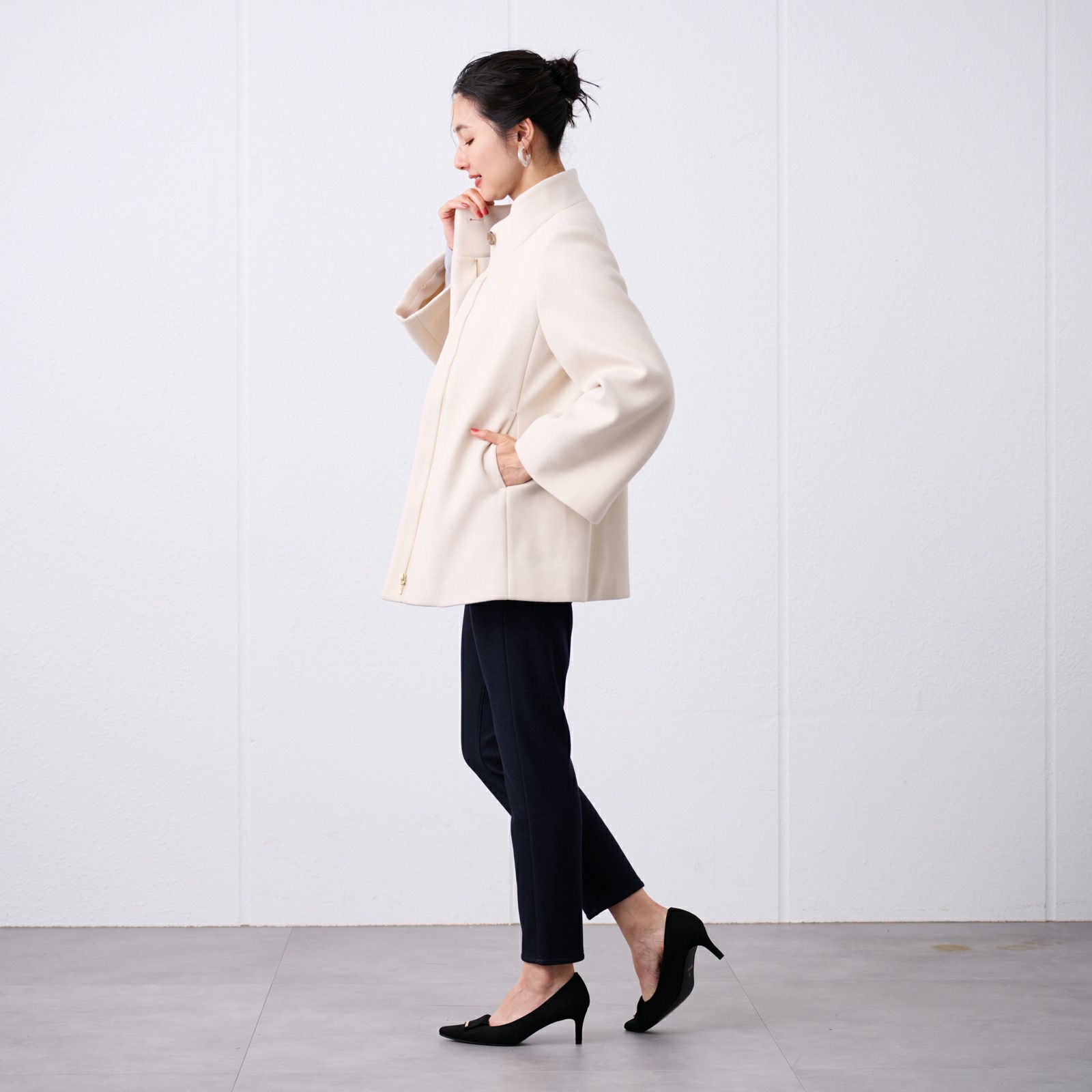 ウールライクミドルスタンドコート