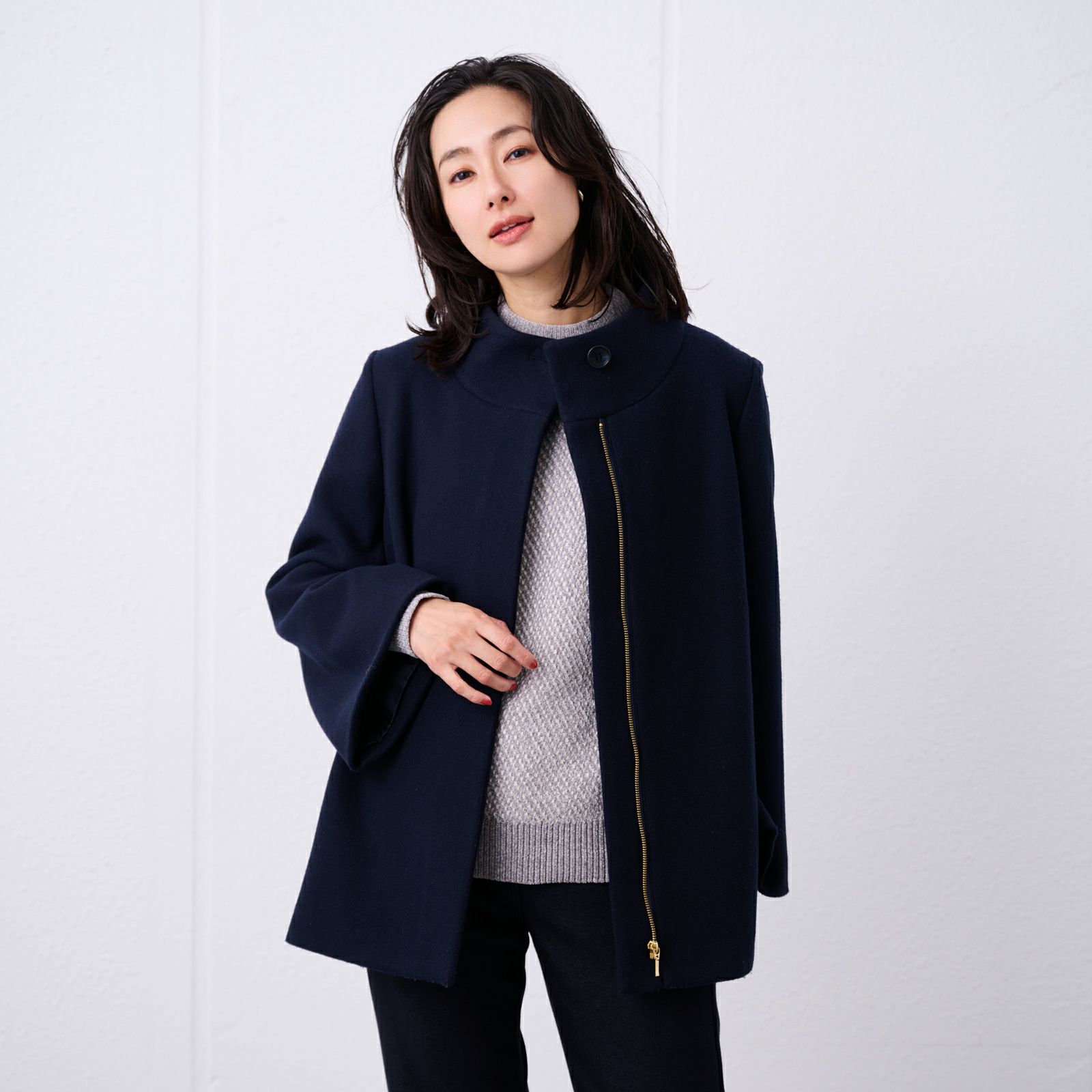 ウールライクミドルスタンドコート