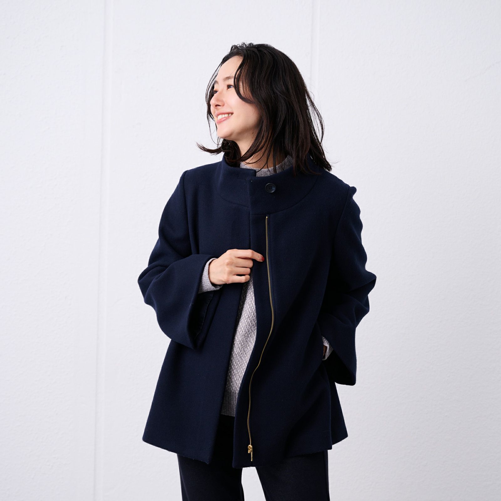 ウールライクミドルスタンドコート