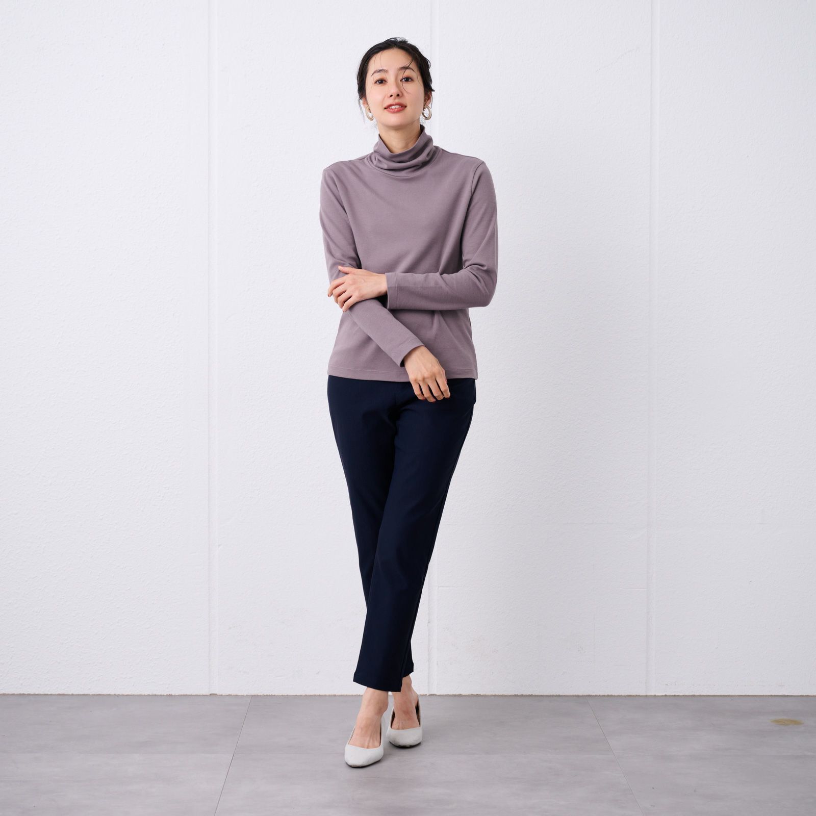 コットン100起毛　タートルネック長袖Tシャツ