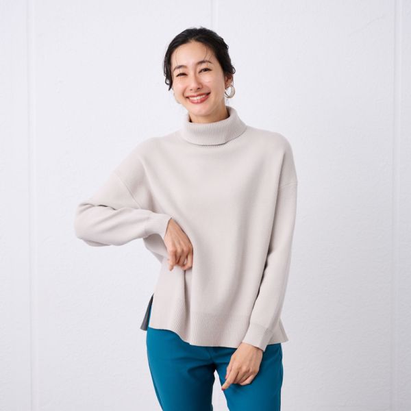 洗える・保温　マシュマロタッチ　タートルネックプルオーバー
