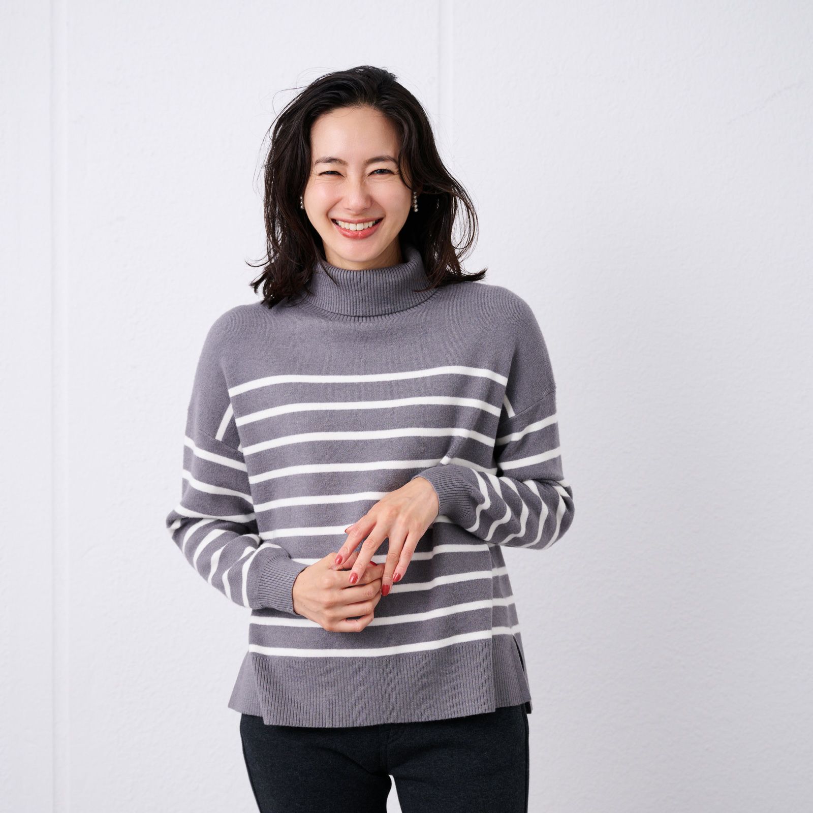 洗える・保温　マシュマロタッチ　タートルネックプルオーバー