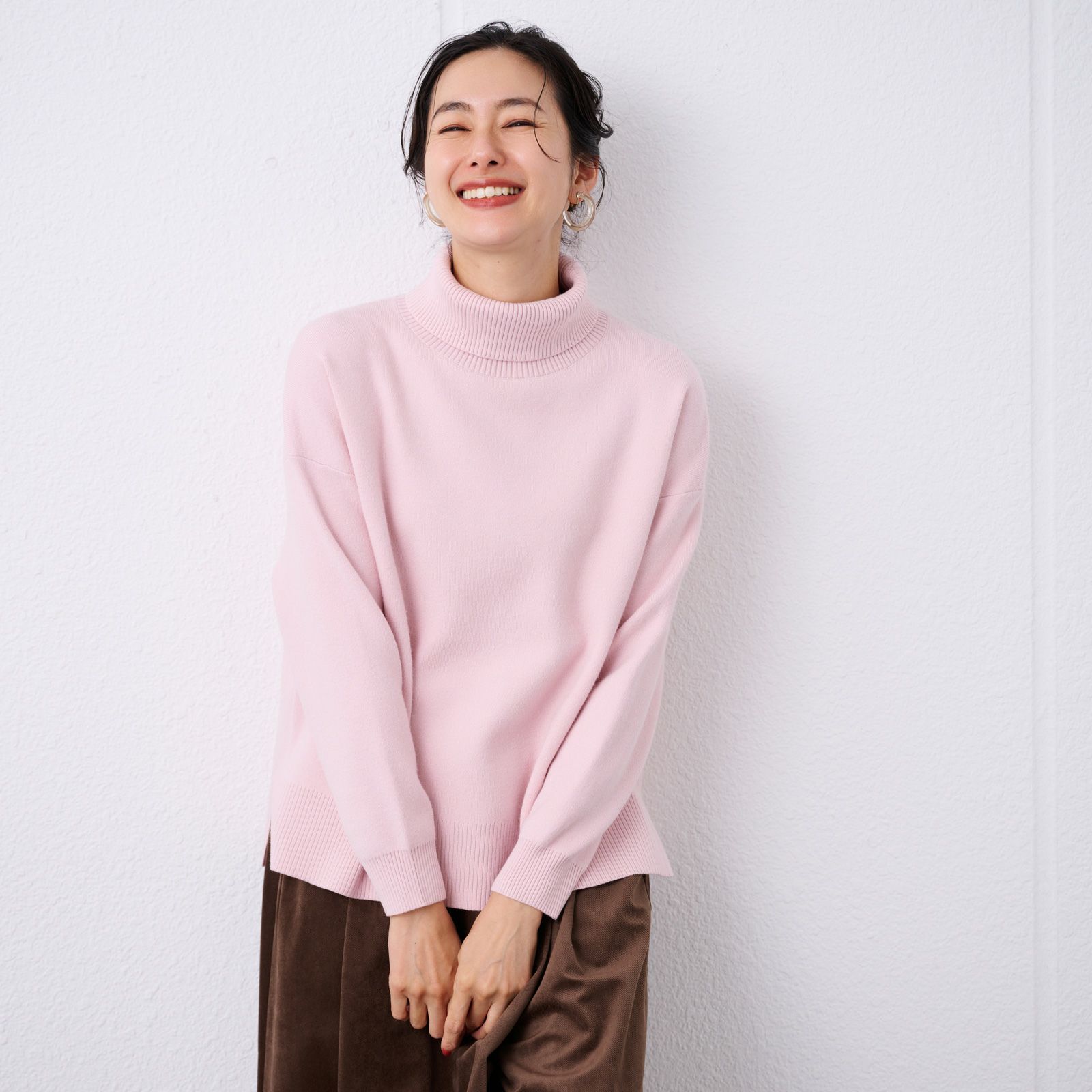 洗える・保温　マシュマロタッチ　タートルネックプルオーバー