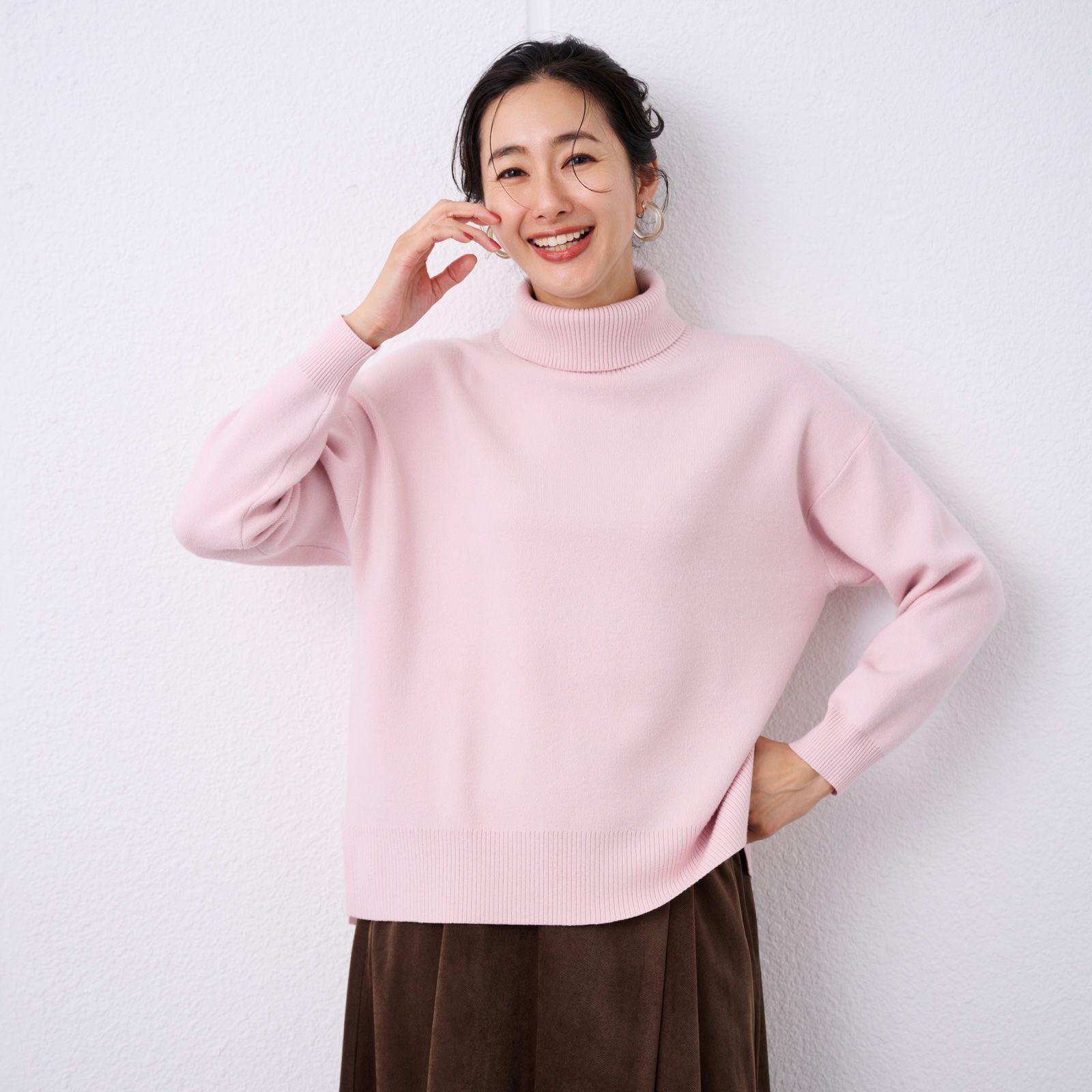 洗える・保温　マシュマロタッチ　タートルネックプルオーバー