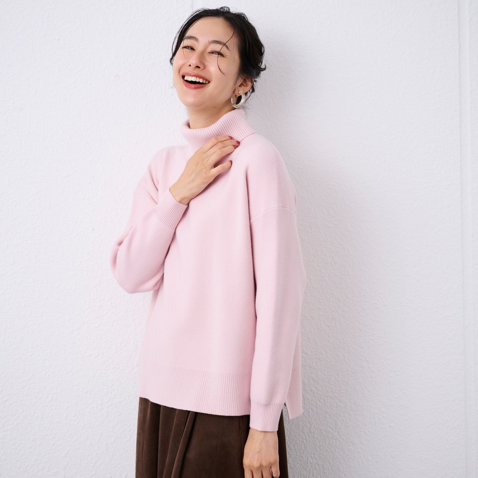 洗える・保温　マシュマロタッチ　タートルネックプルオーバー