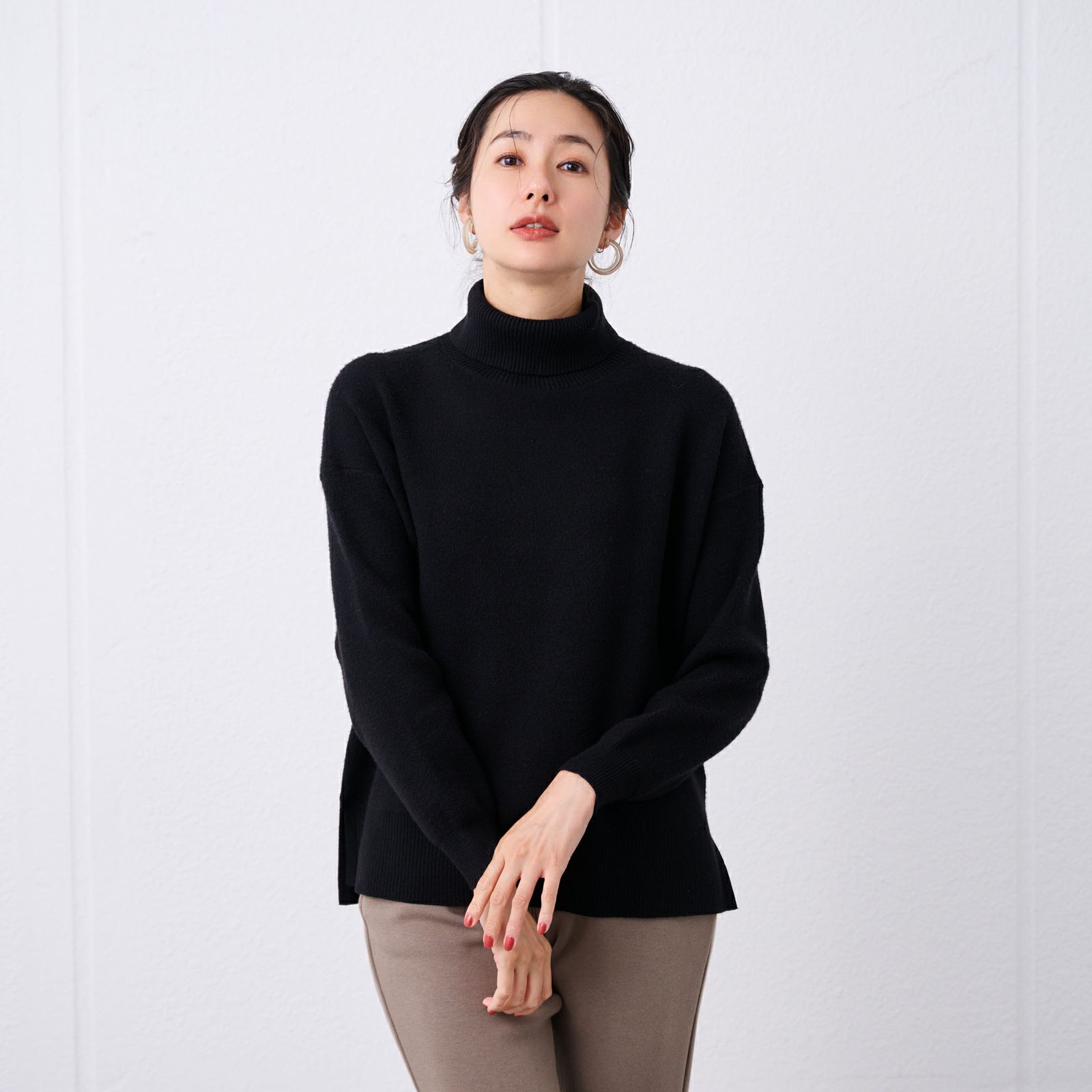 洗える・保温　マシュマロタッチ　タートルネックプルオーバー