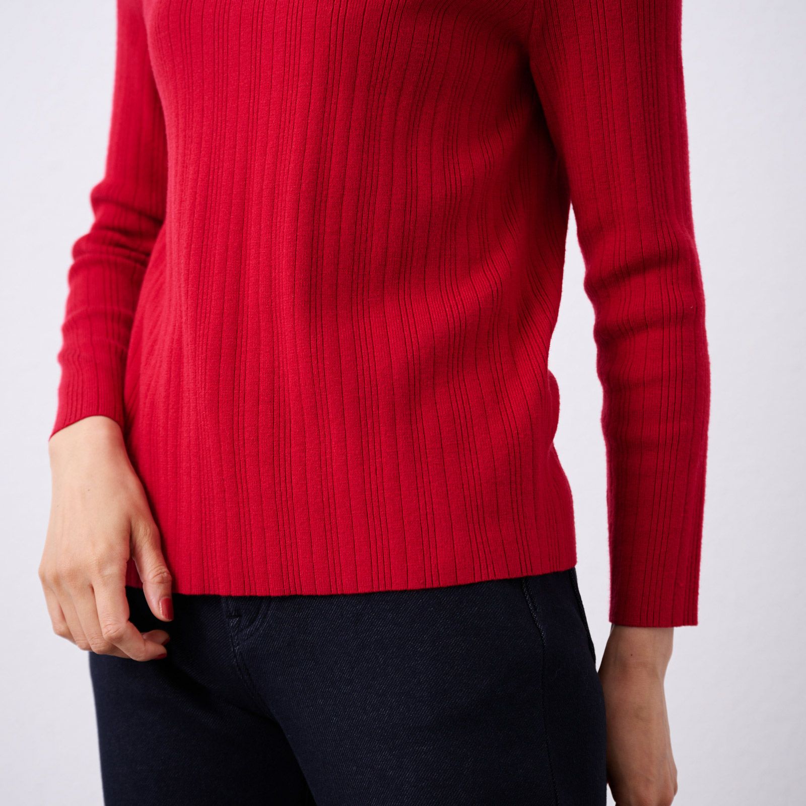 洗える・保温　マシュマロタッチ　フリルネックプルオーバー