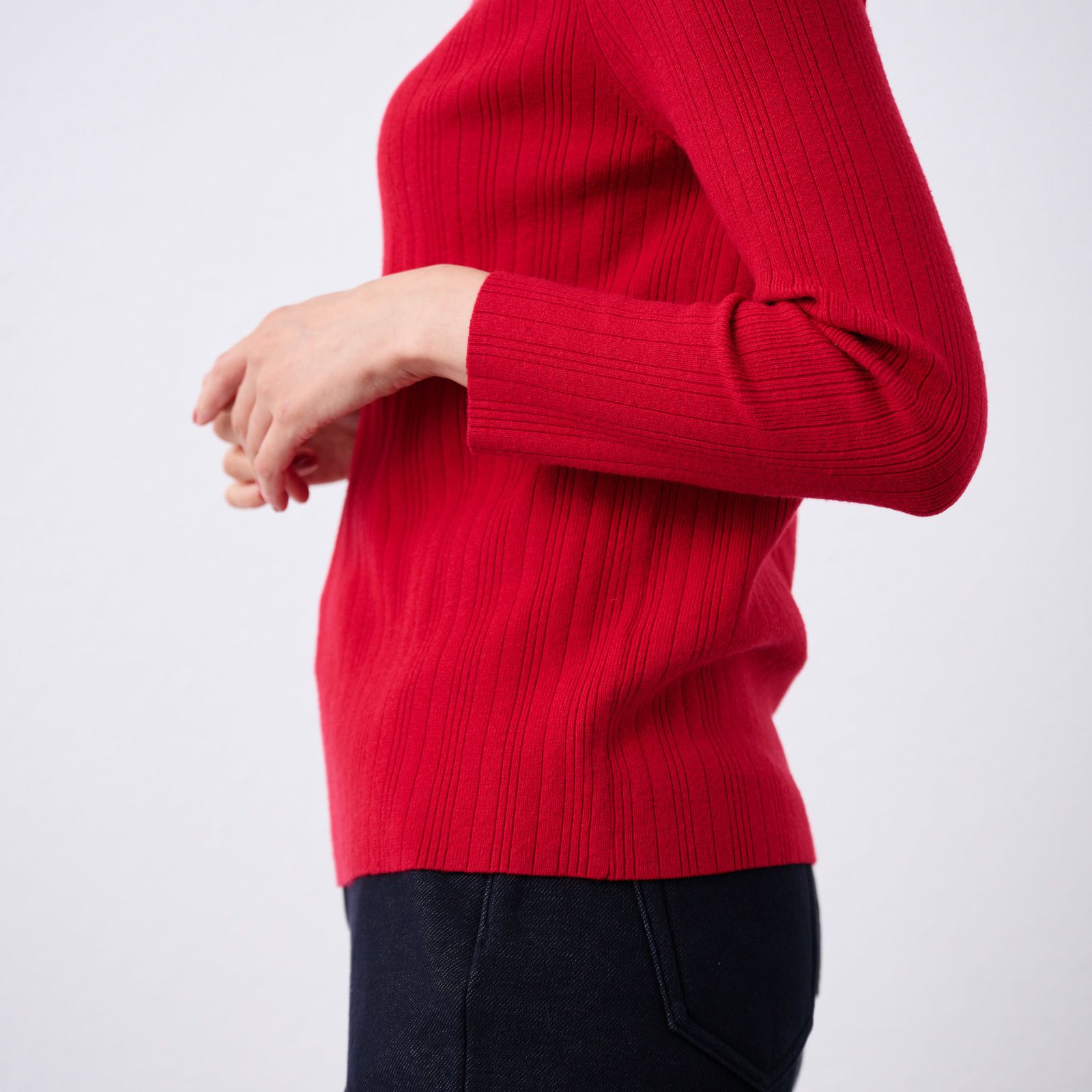 洗える・保温　マシュマロタッチ　フリルネックプルオーバー