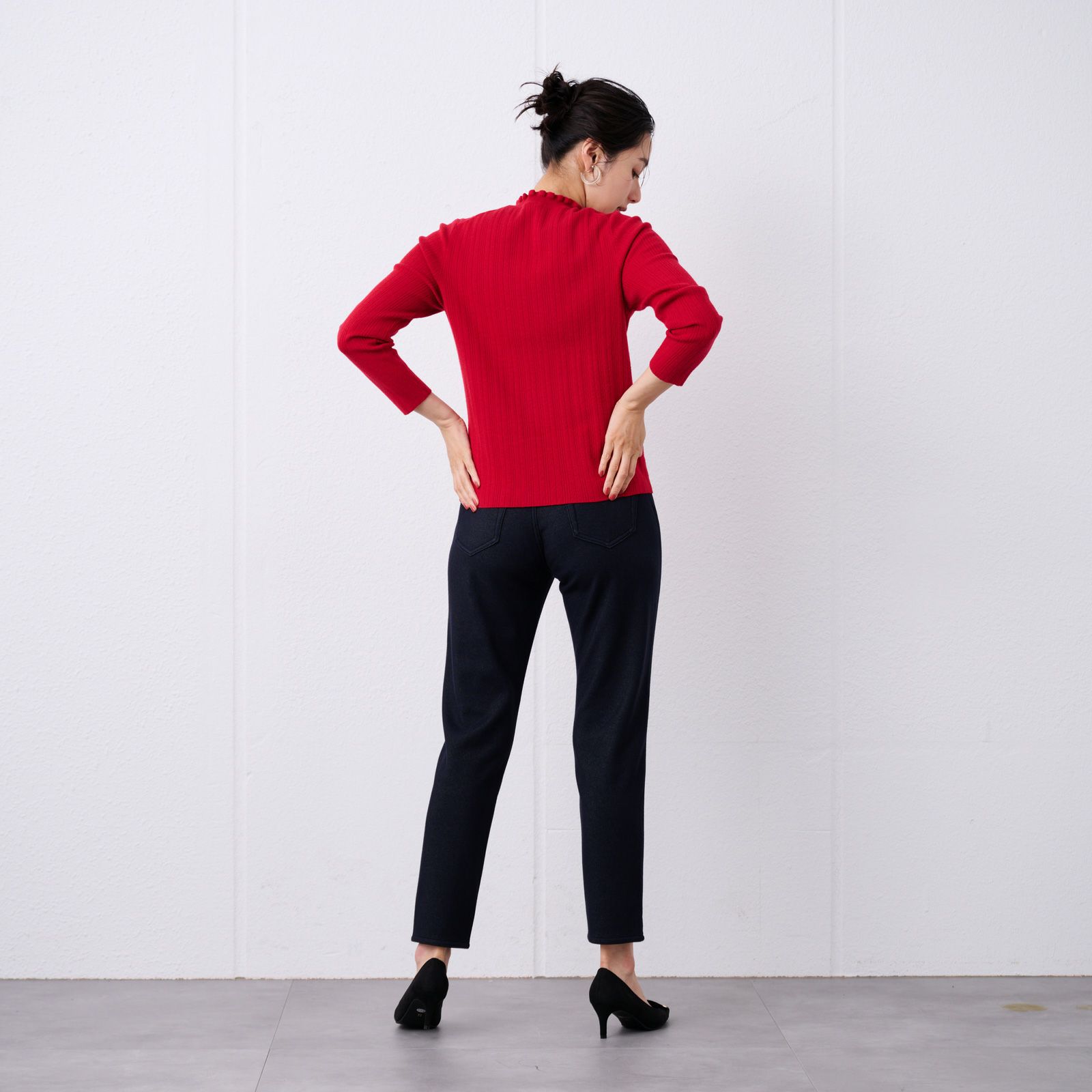 洗える・保温　マシュマロタッチ　フリルネックプルオーバー