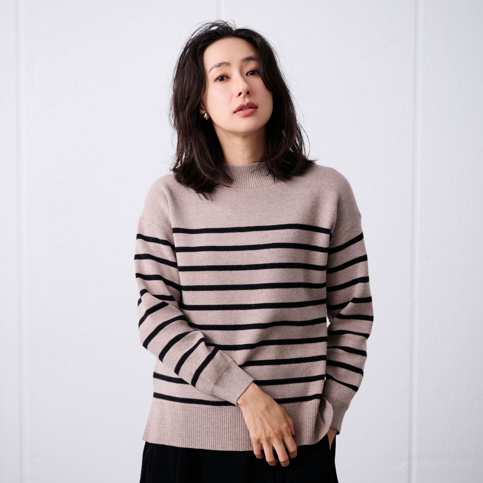 洗える・保温　マシュマロタッチ　モックネックプルオーバー