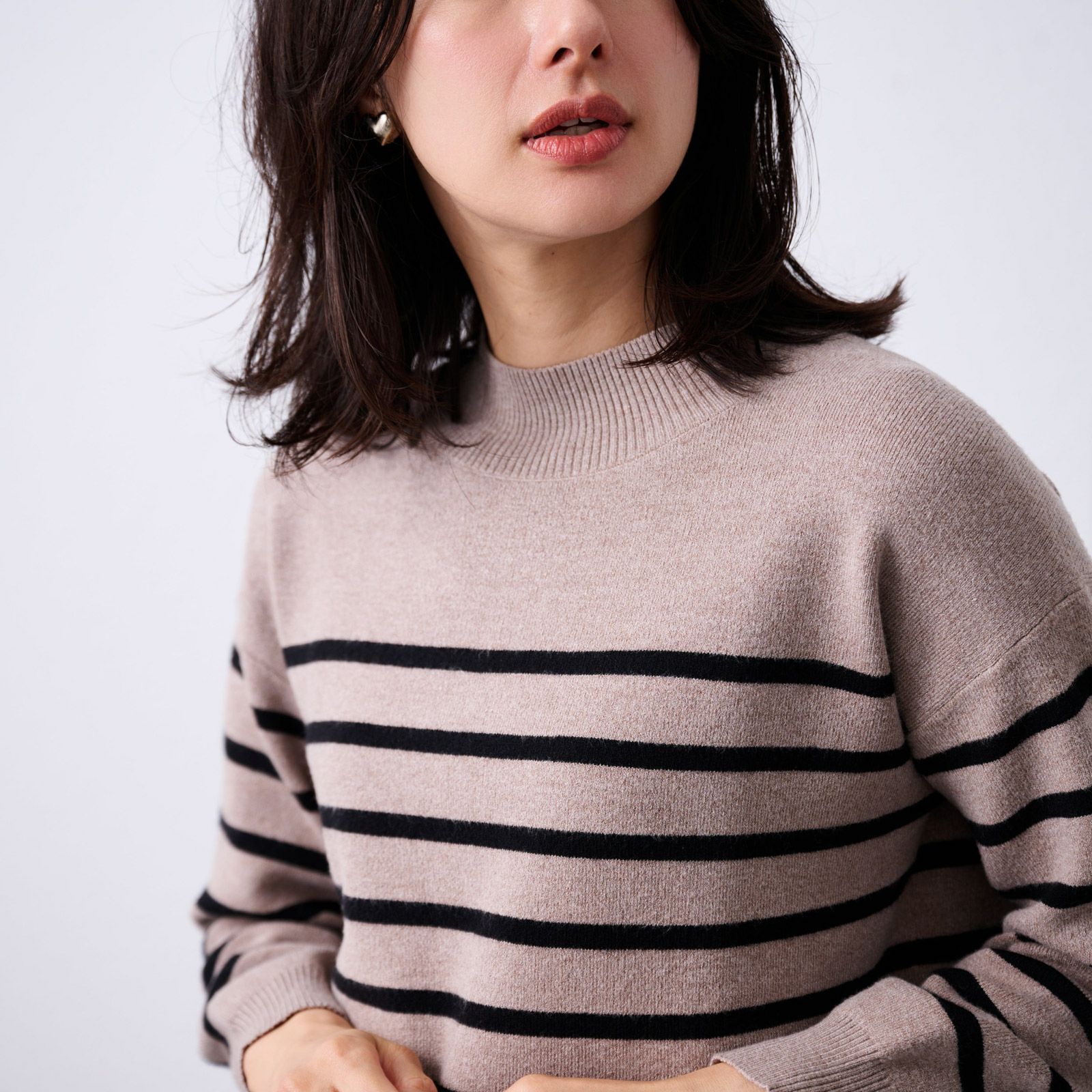 洗える・保温　マシュマロタッチ　モックネックプルオーバー