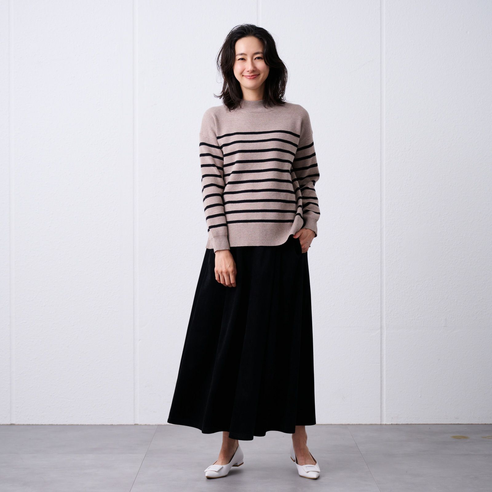 洗える・保温　マシュマロタッチ　モックネックプルオーバー