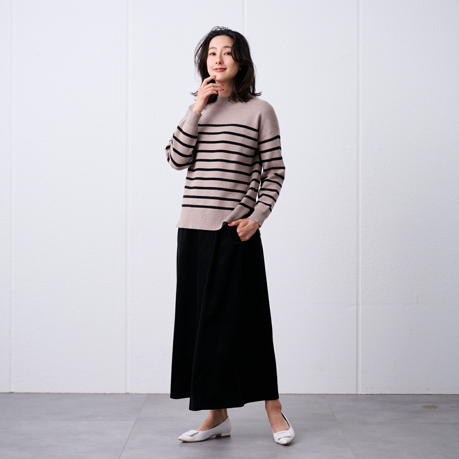 洗える・保温　マシュマロタッチ　モックネックプルオーバー