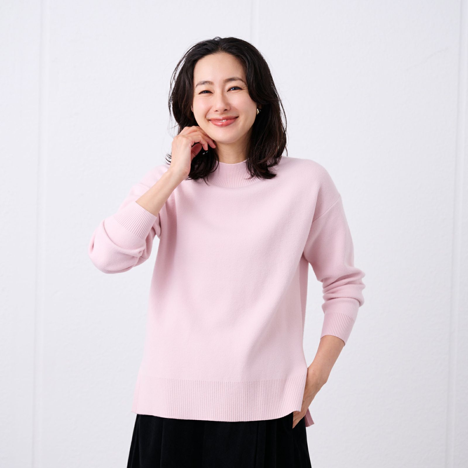 洗える・保温　マシュマロタッチ　モックネックプルオーバー