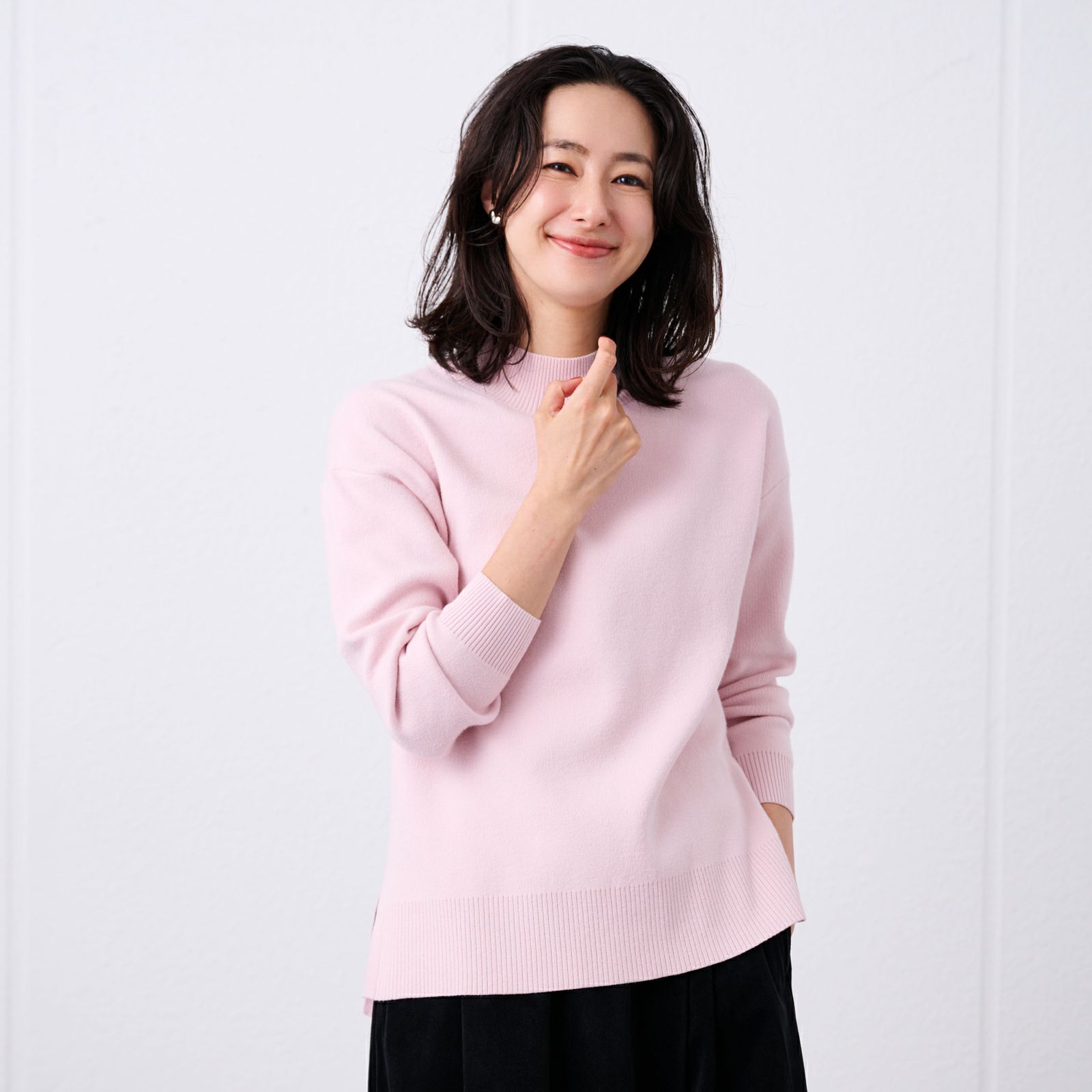 洗える・保温　マシュマロタッチ　モックネックプルオーバー