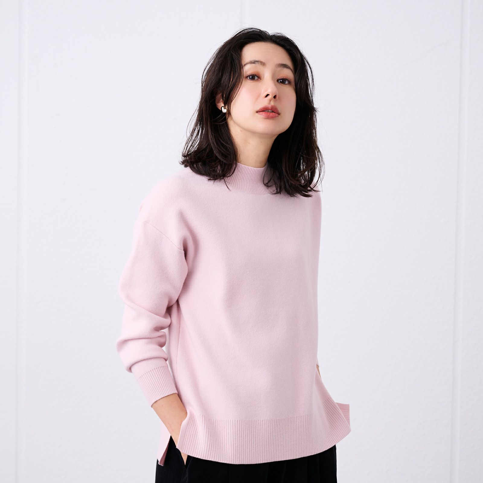 洗える・保温　マシュマロタッチ　モックネックプルオーバー