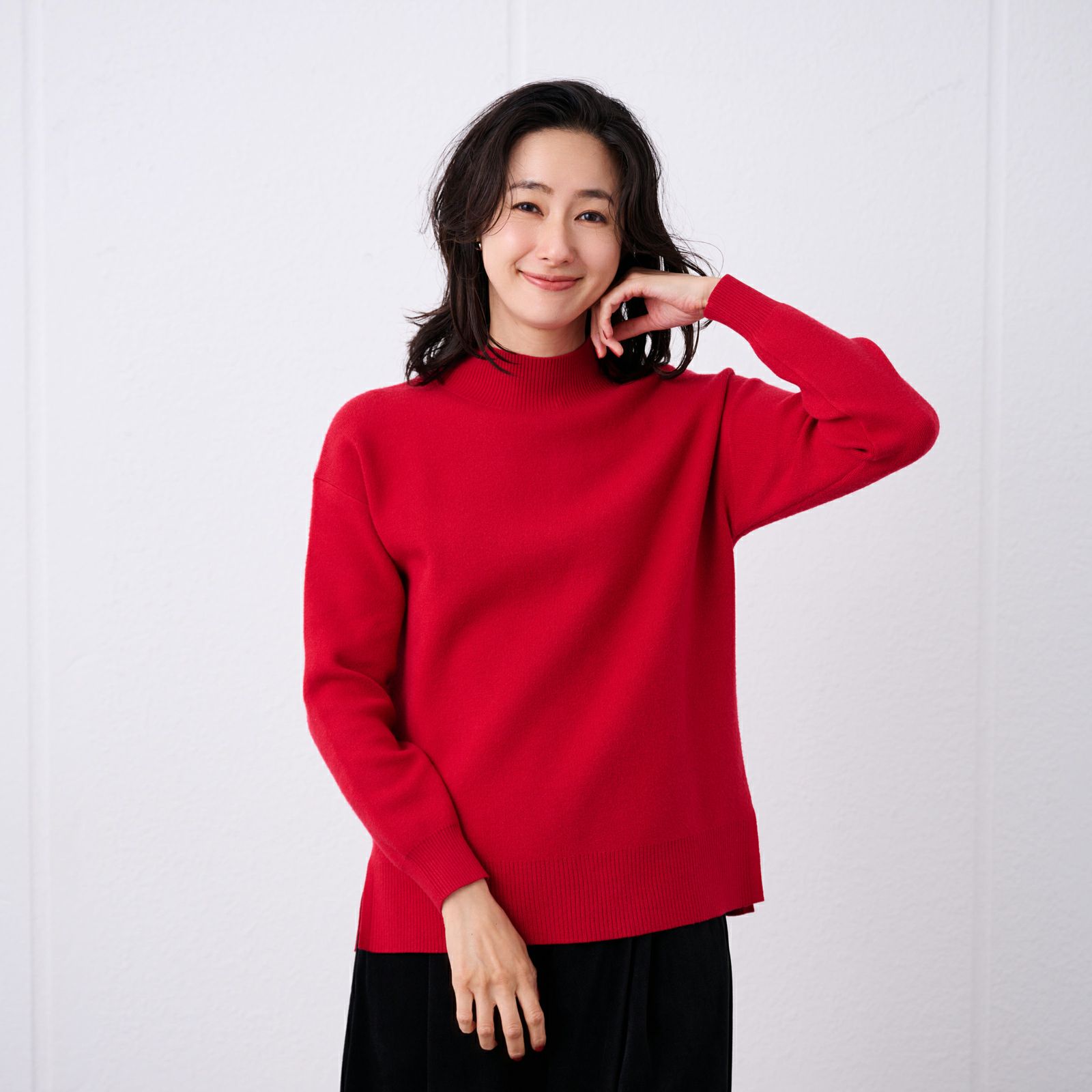 洗える・保温　マシュマロタッチ　モックネックプルオーバー