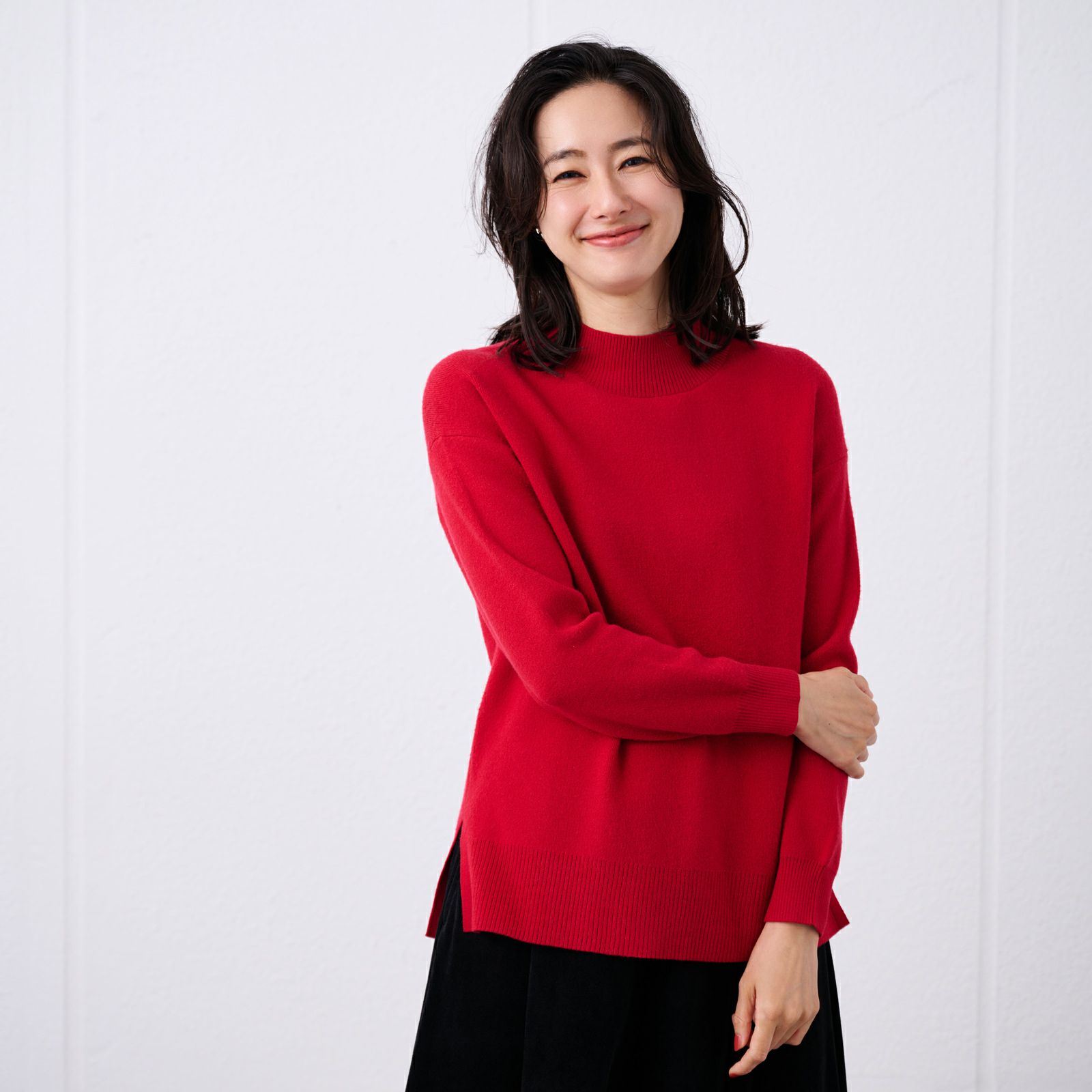 洗える・保温　マシュマロタッチ　モックネックプルオーバー