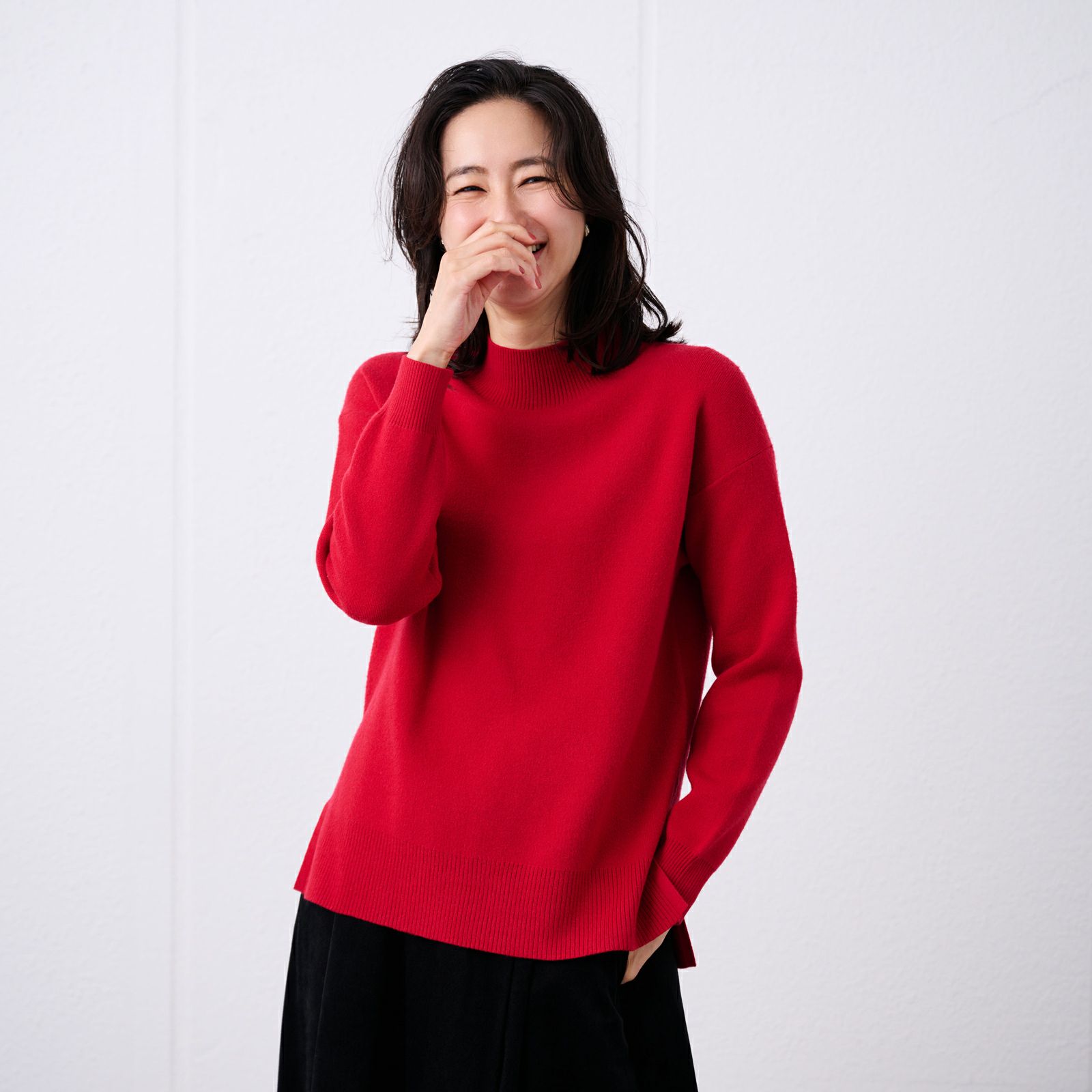 洗える・保温　マシュマロタッチ　モックネックプルオーバー