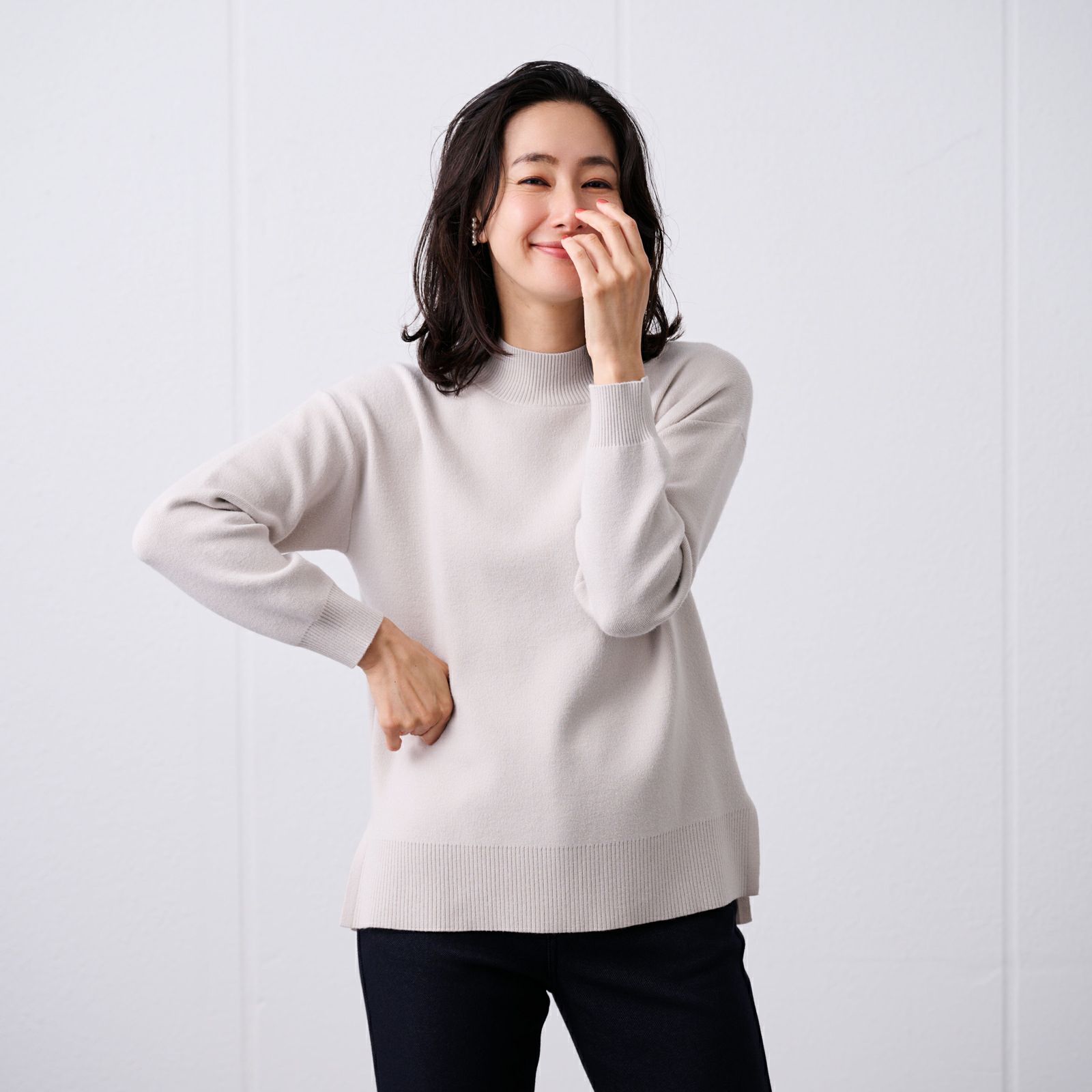 洗える・保温　マシュマロタッチ　モックネックプルオーバー