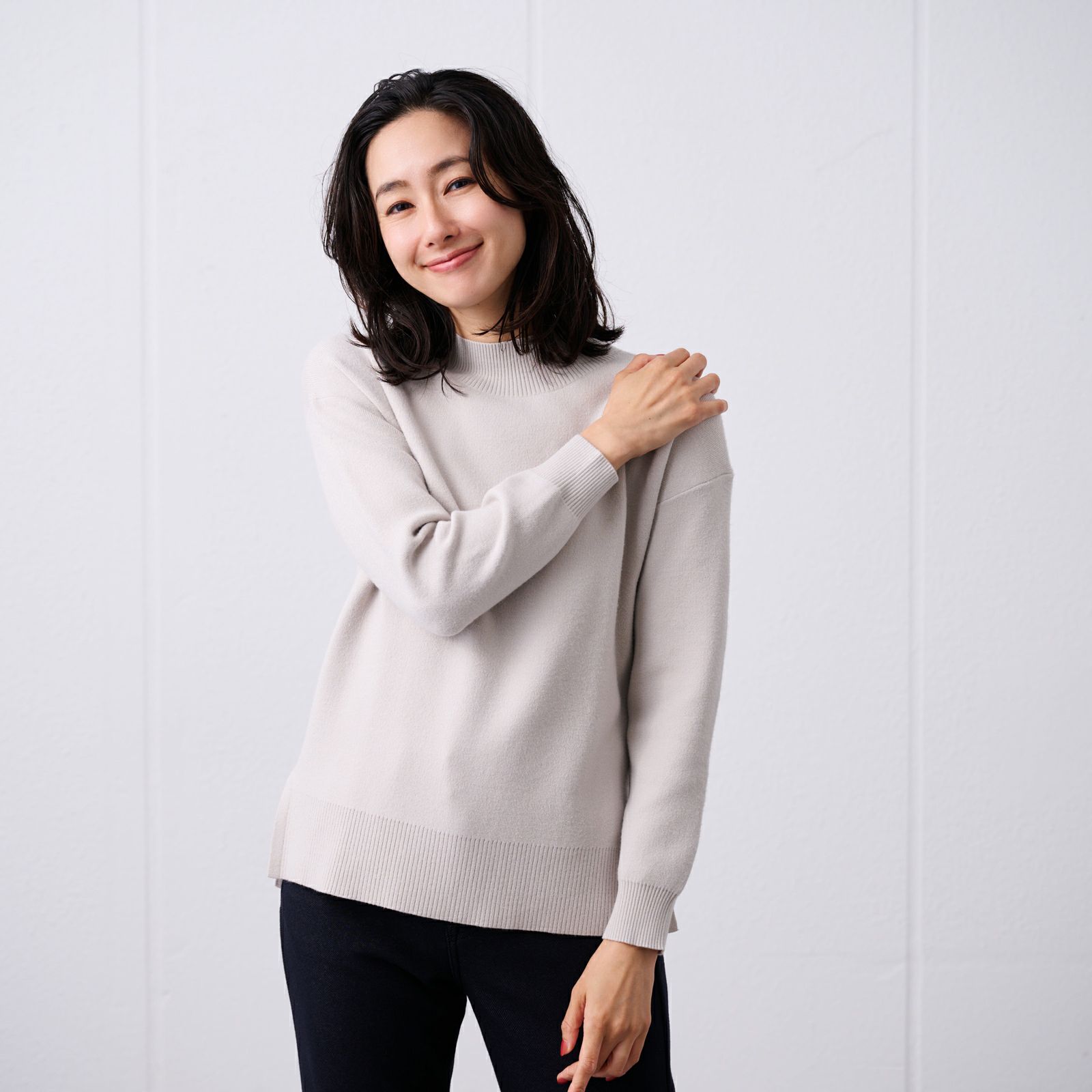 洗える・保温　マシュマロタッチ　モックネックプルオーバー