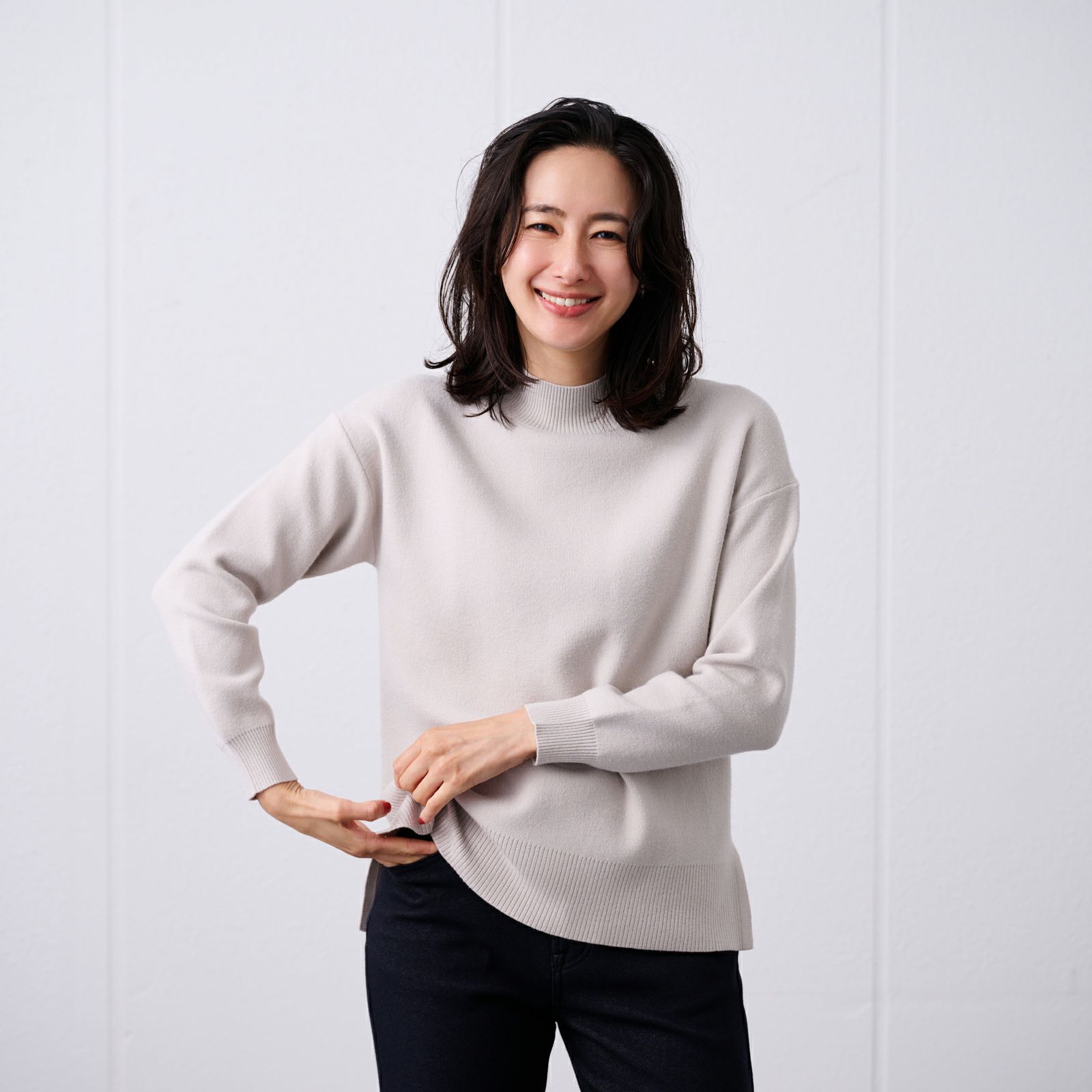 洗える・保温　マシュマロタッチ　モックネックプルオーバー