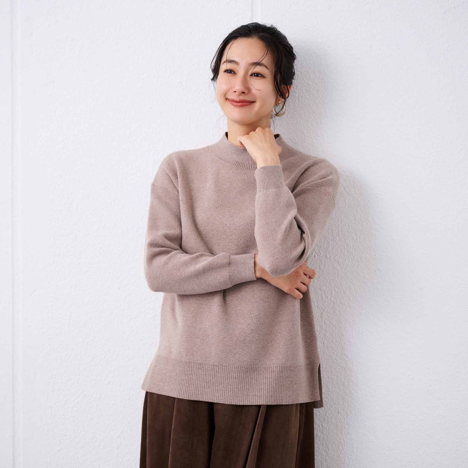 洗える・保温　マシュマロタッチ　モックネックプルオーバー