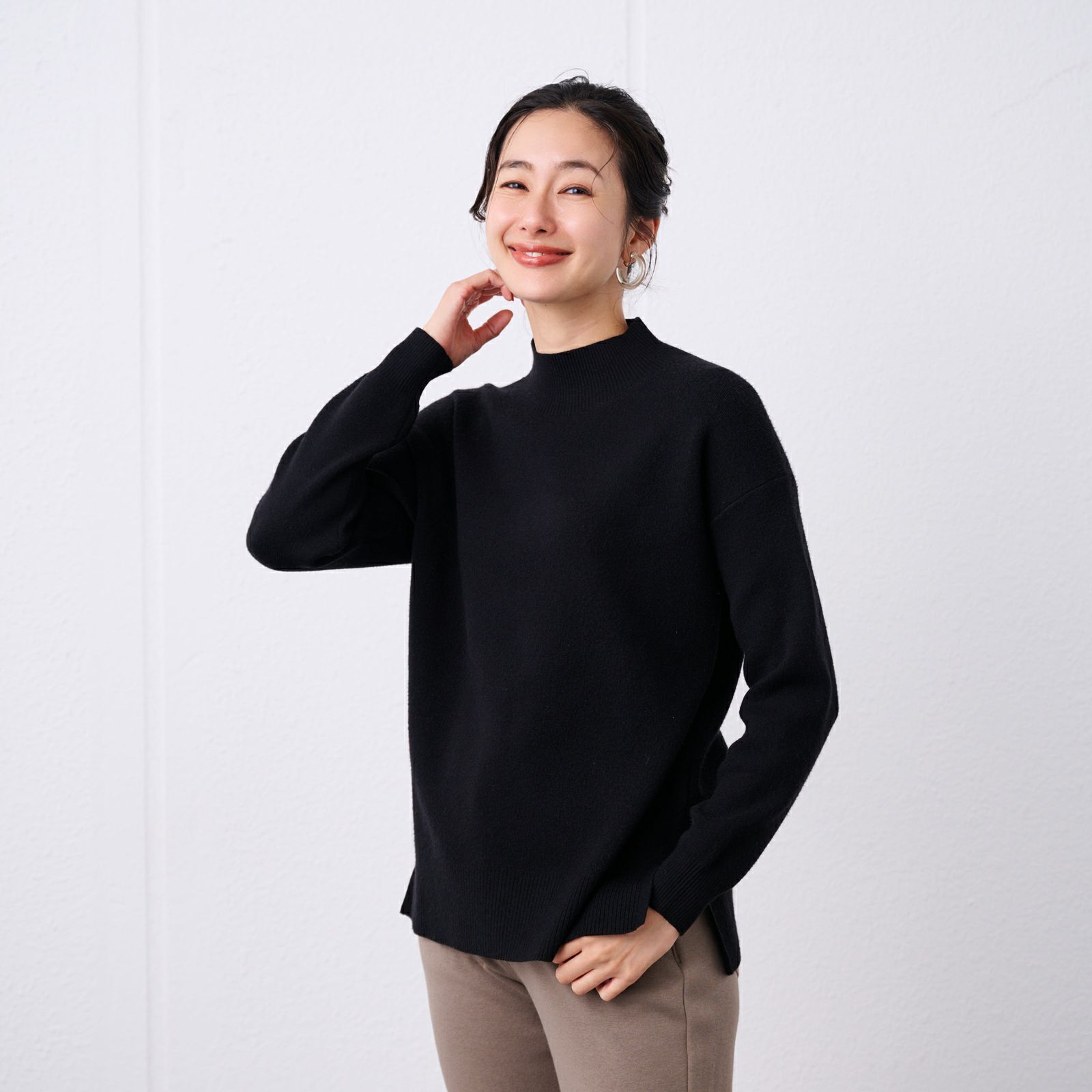 洗える・保温　マシュマロタッチ　モックネックプルオーバー