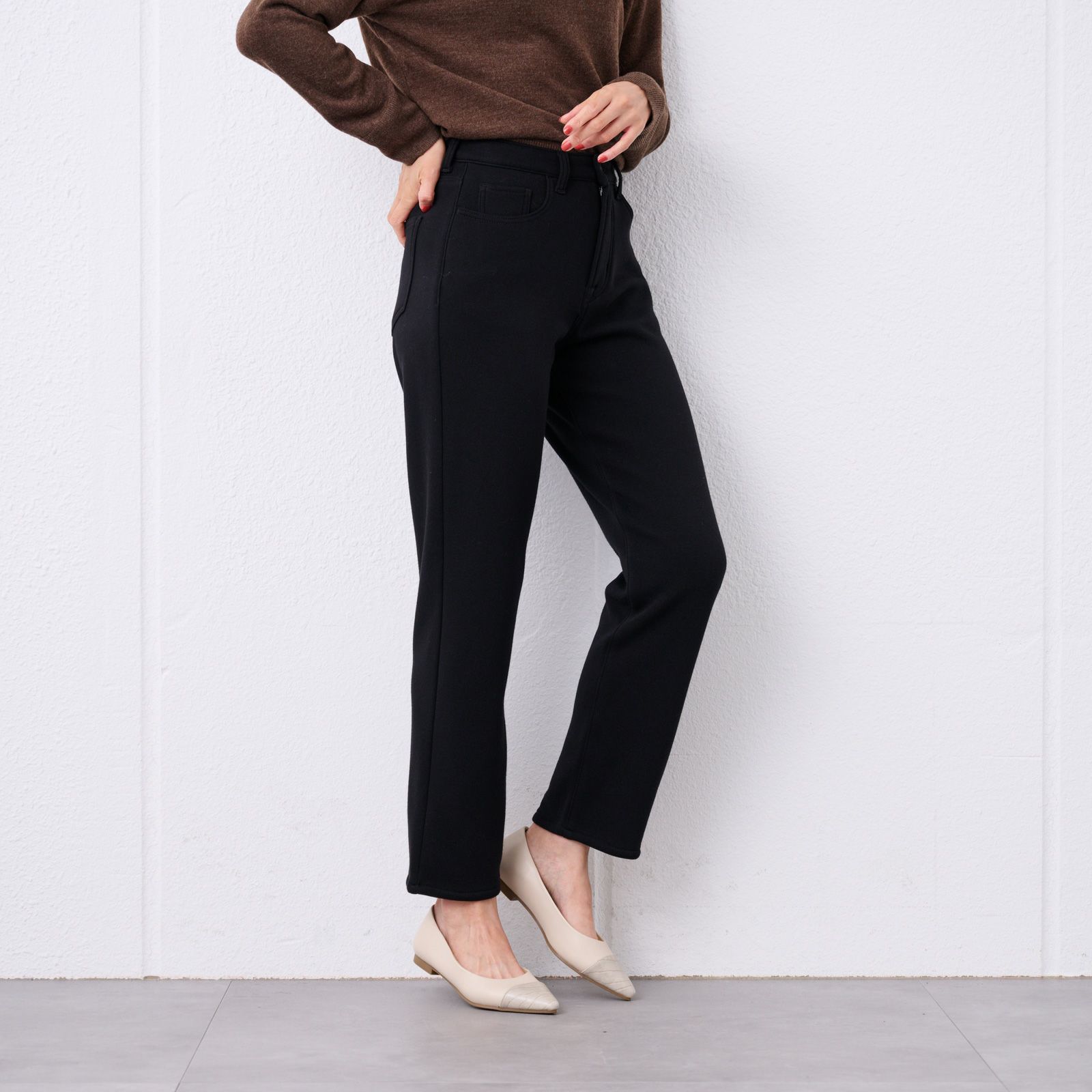 アルガンオイル　裏シャギーストレートパンツ