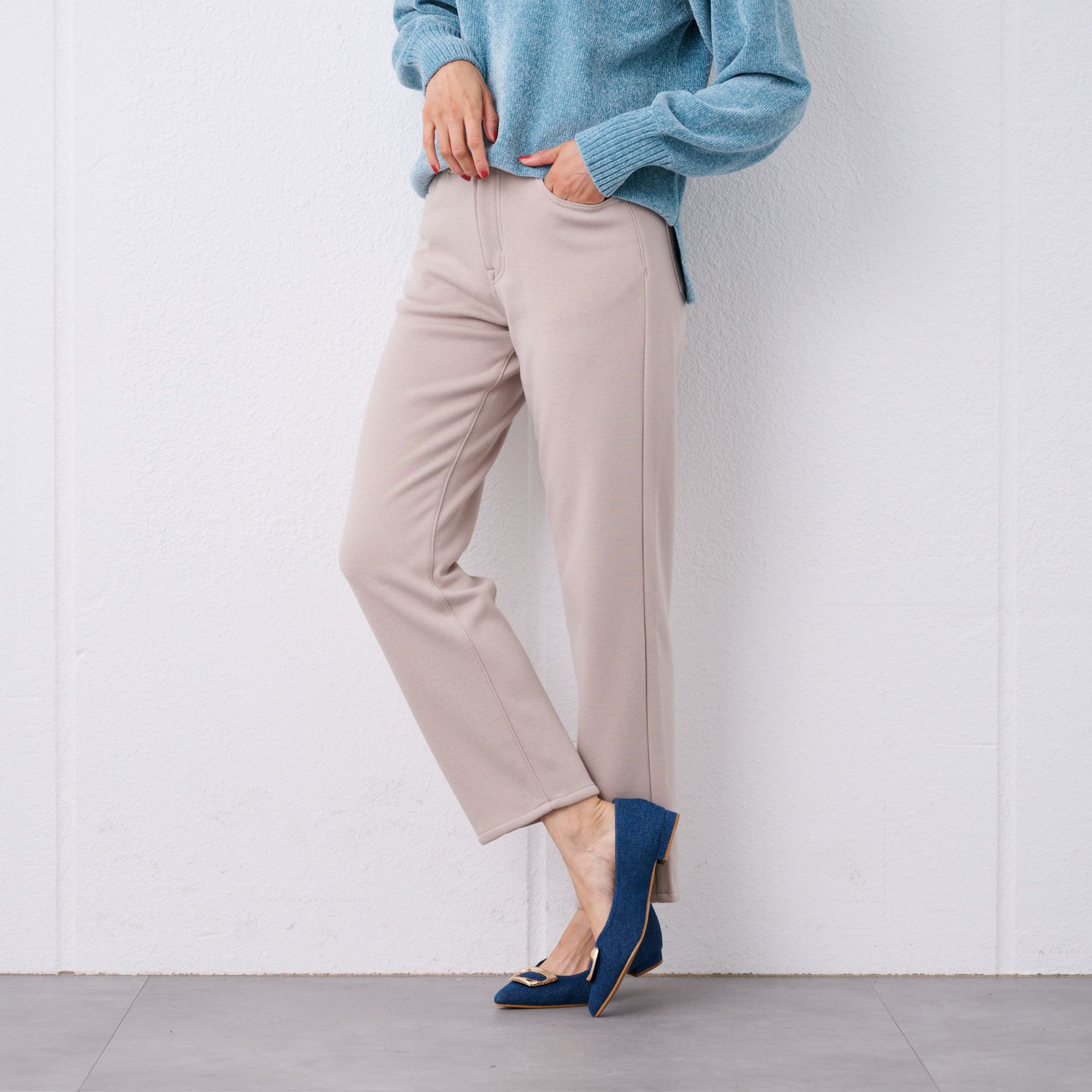 アルガンオイル　裏シャギーストレートパンツ