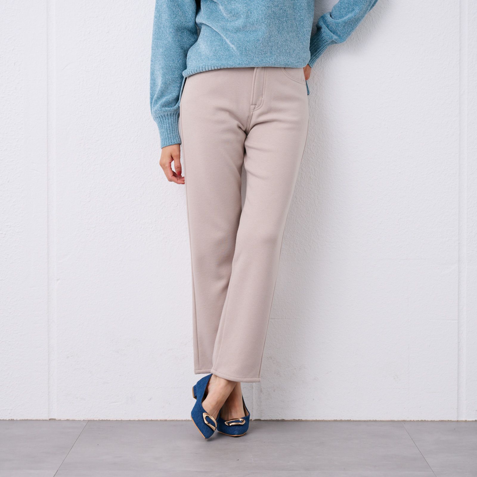 アルガンオイル　裏シャギーストレートパンツ